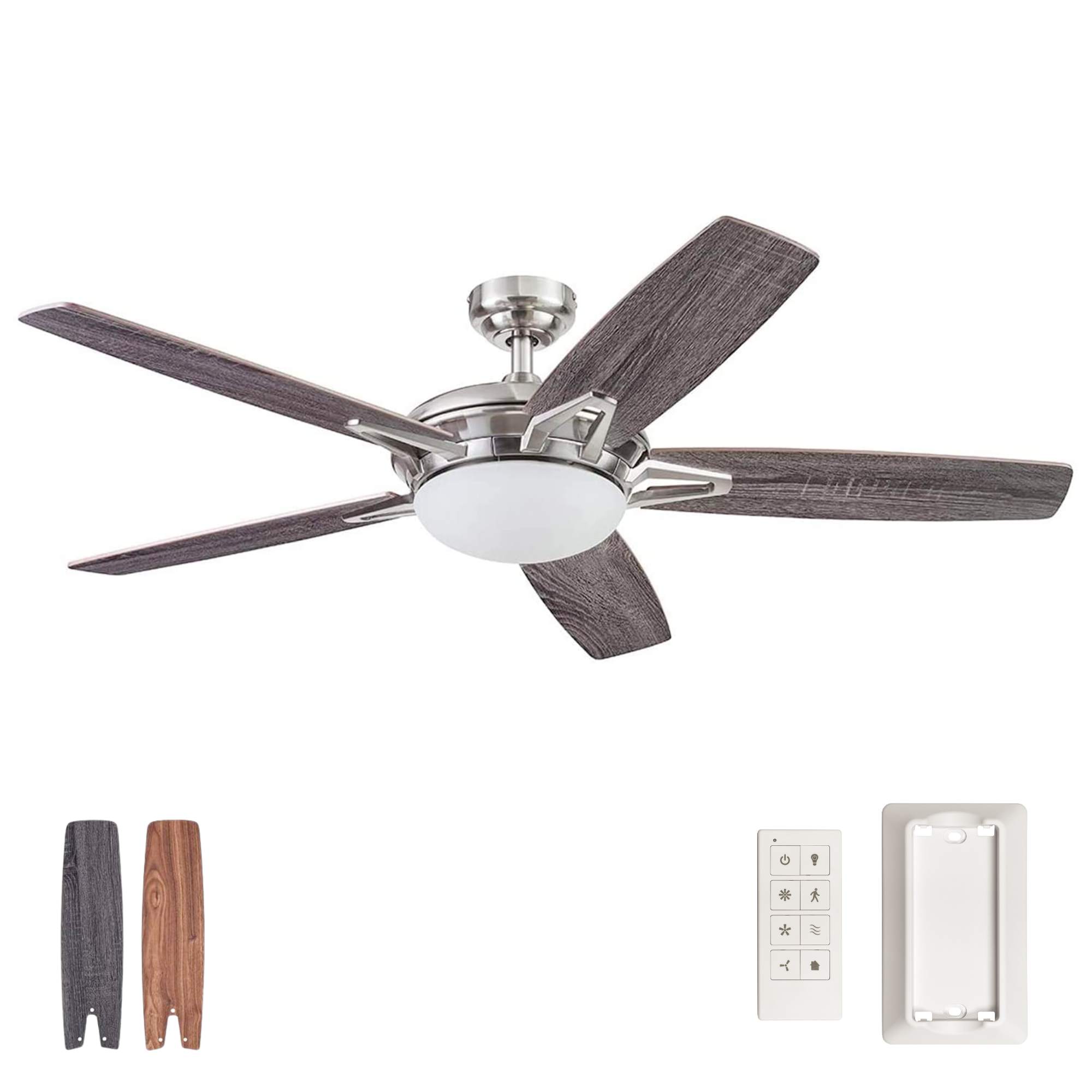 Brushed Nickel Ceiling Fan & Remote – 52 Inch