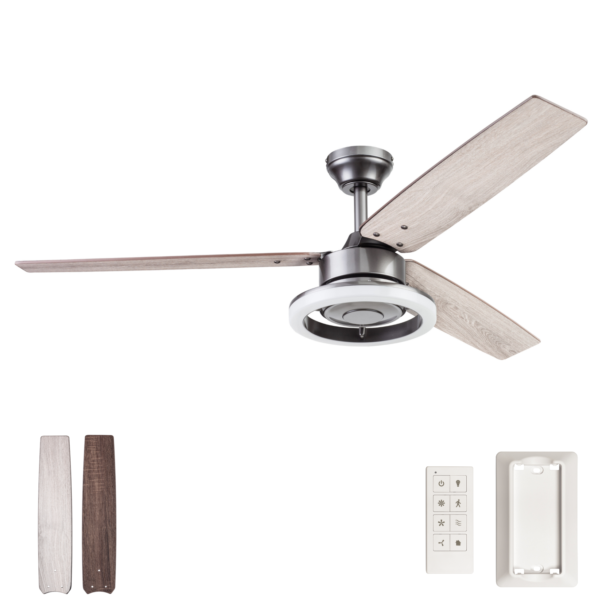 Gun Metal Ceiling Fan & Remote – 52 Inch