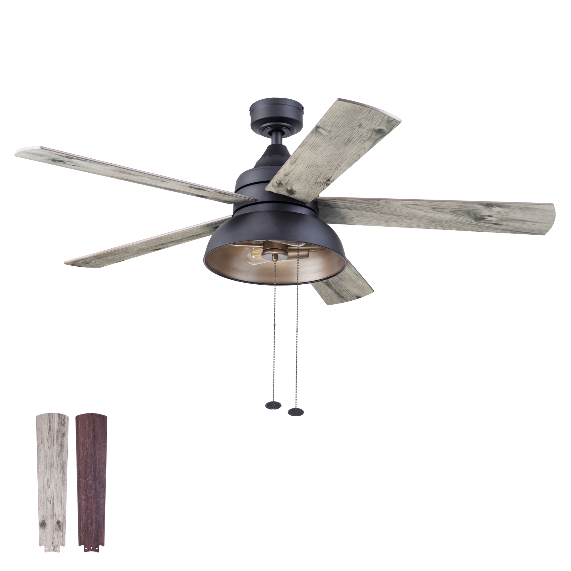 Matte Black Indoor/Outdoor Ceiling Fan – 52 Inch