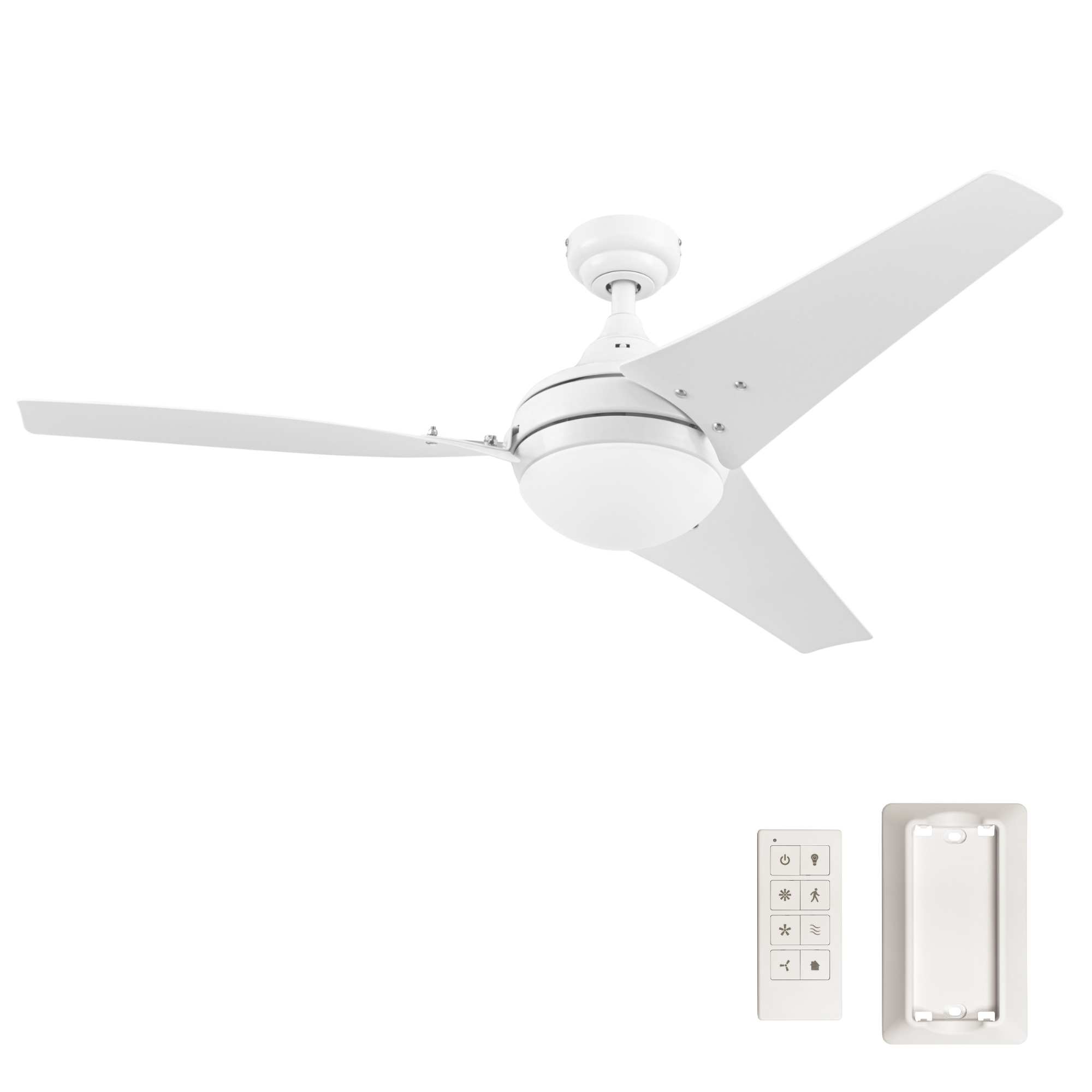 White Ceiling Fan & Remote – 52 Inch