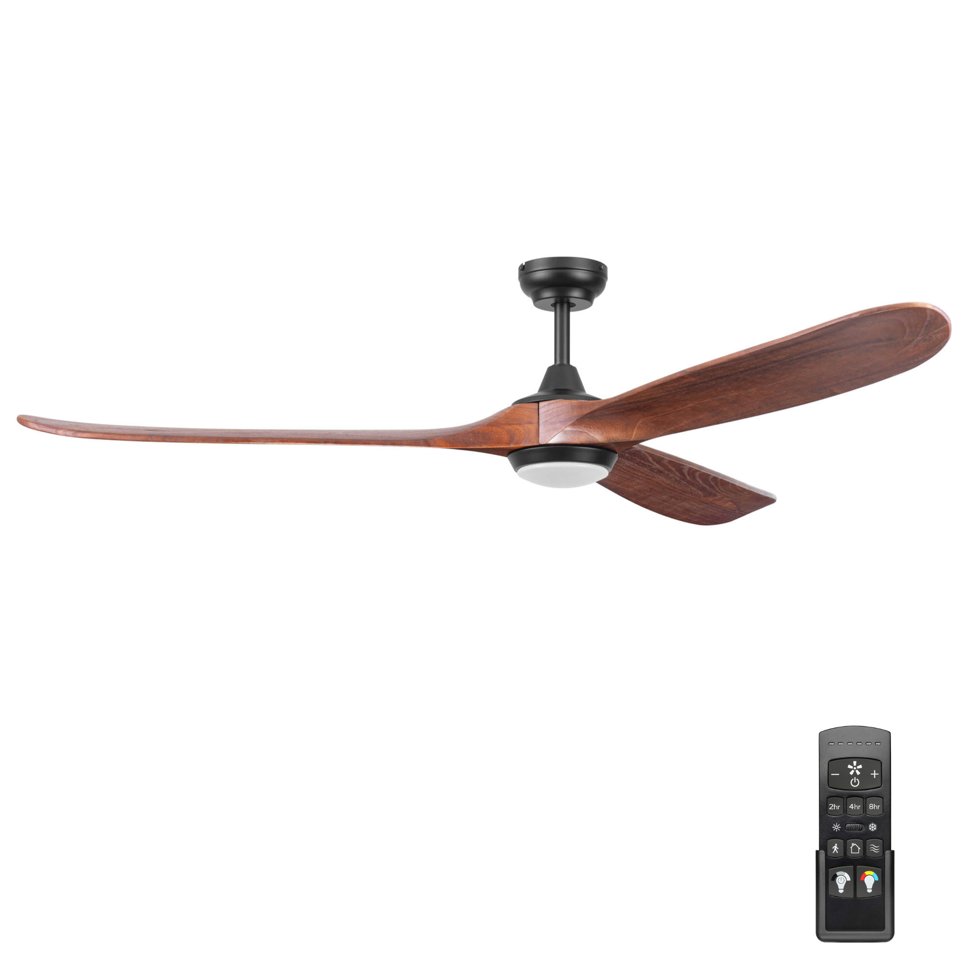Matte Black Ceiling Fan with LED Light & Remote – 70 Inch