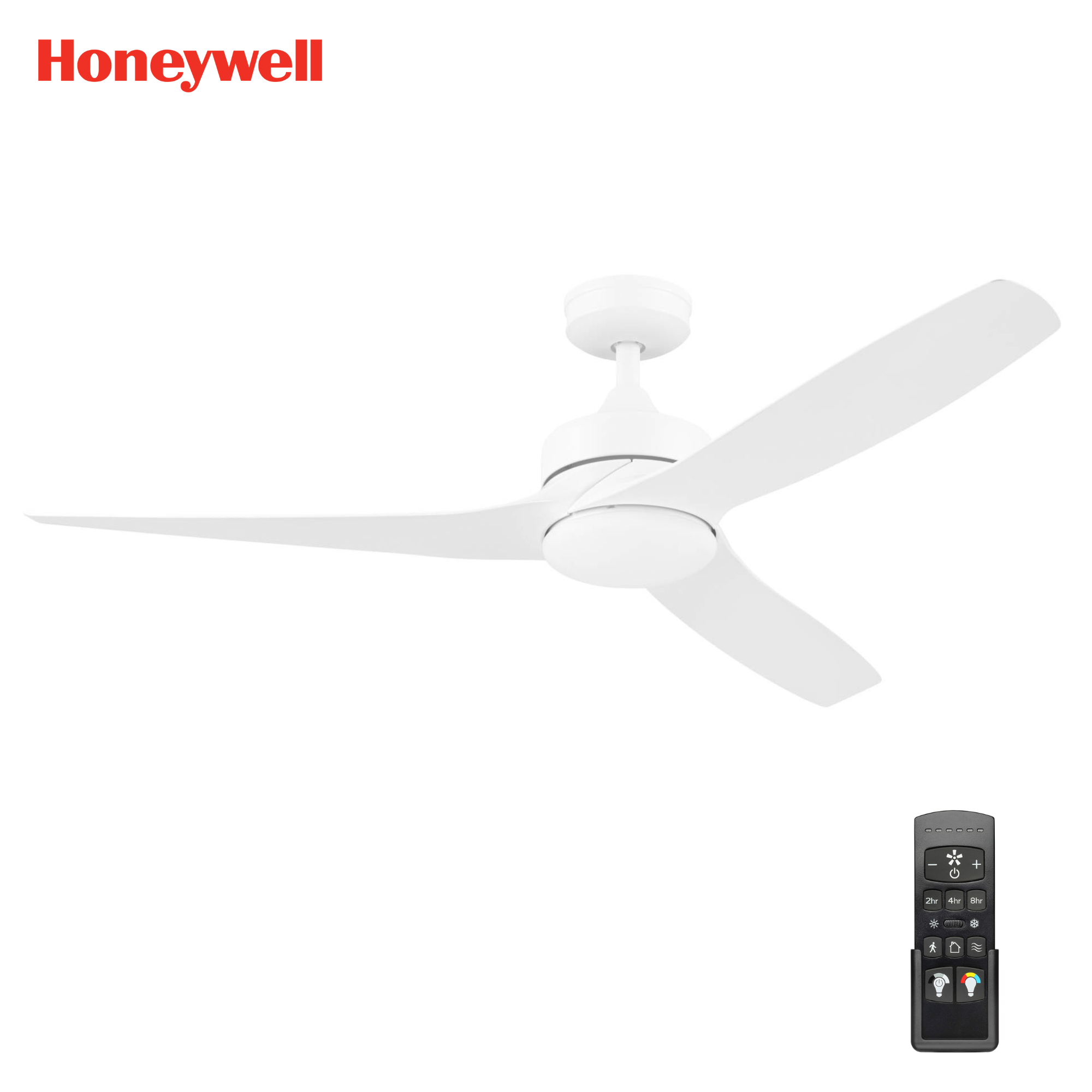 White Ceiling Fan with LED Light & Remote – 52 Inch