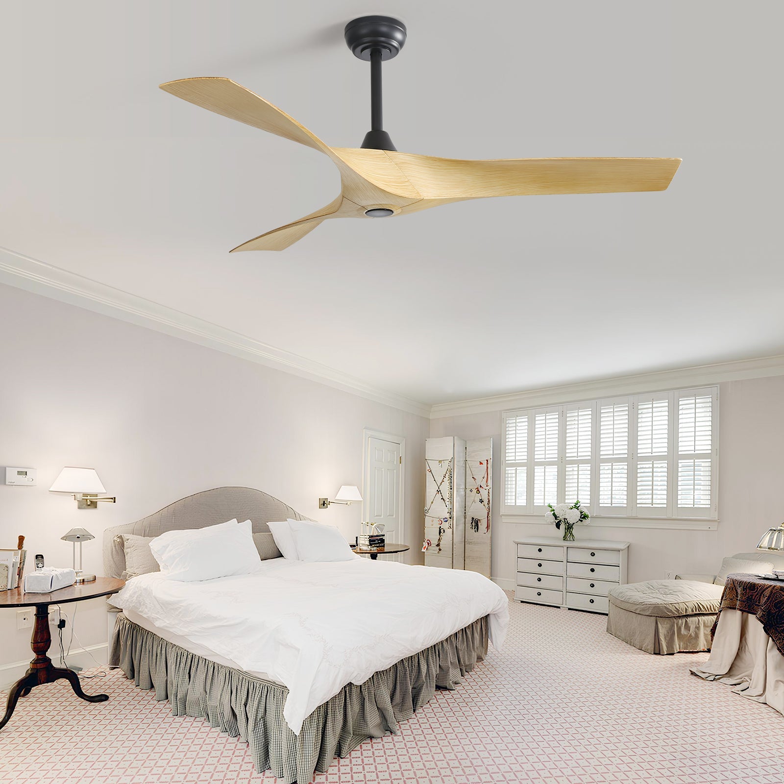KempVista 52" Indoor & Outdoor Ceiling Fan — Natural Wood Blades