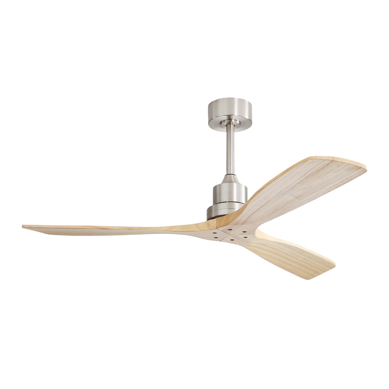KempAura 52" Indoor & Outdoor Ceiling Fan — Brushed Nickel & Solid Wood
