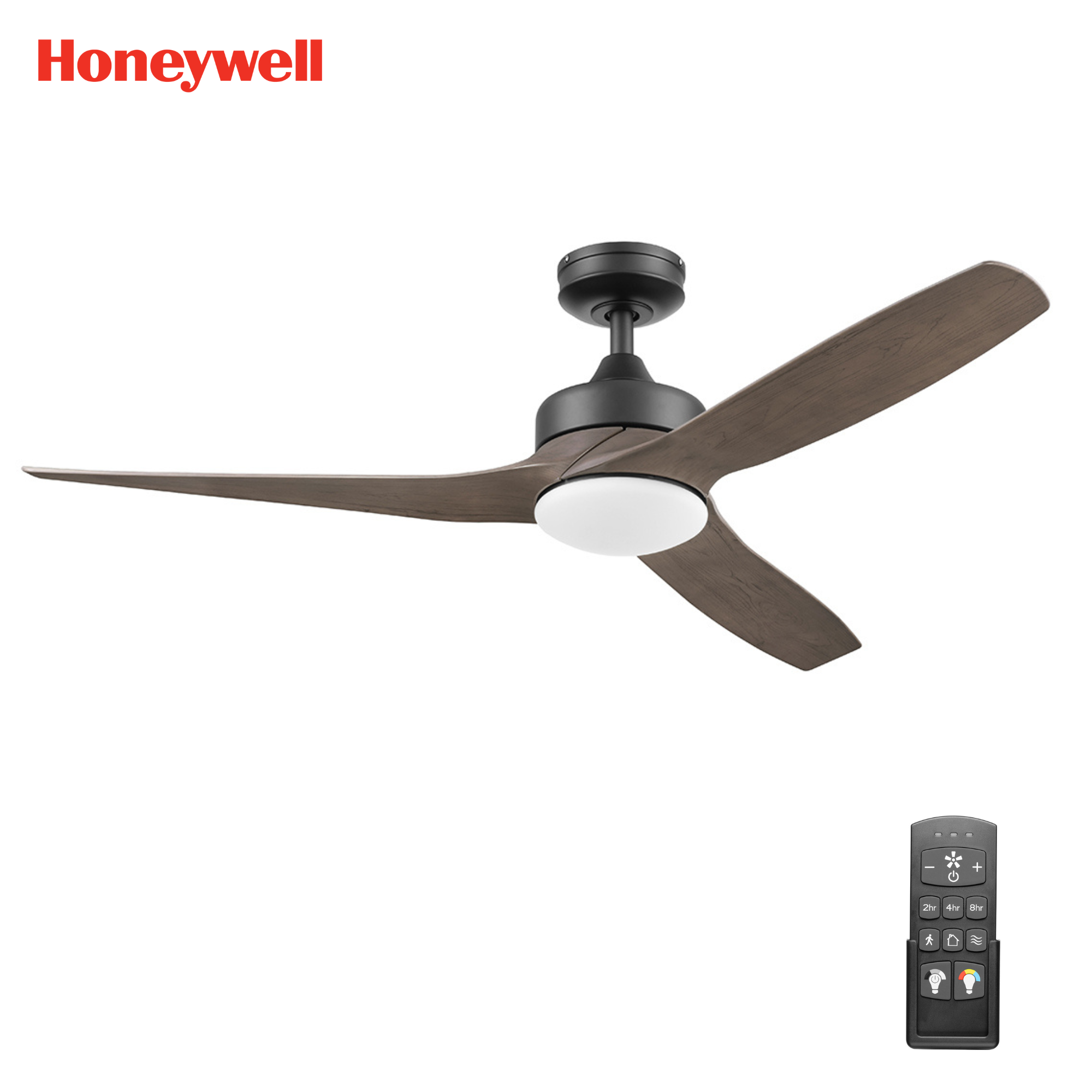 Matte Black Ceiling Fan with LED Light & Remote – 52 Inch