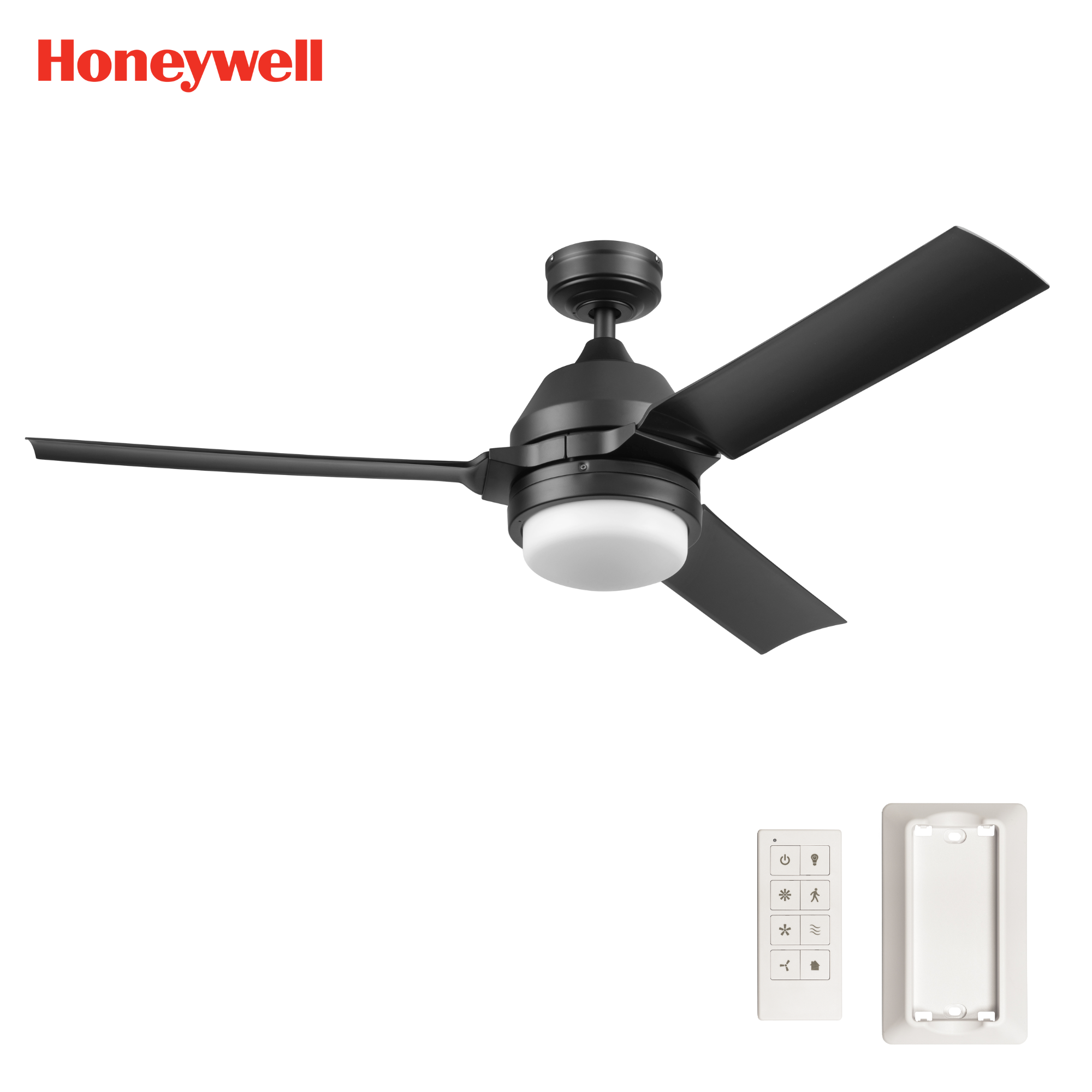 Matte Black Ceiling Fan with LED Light & Remote – 54 Inch