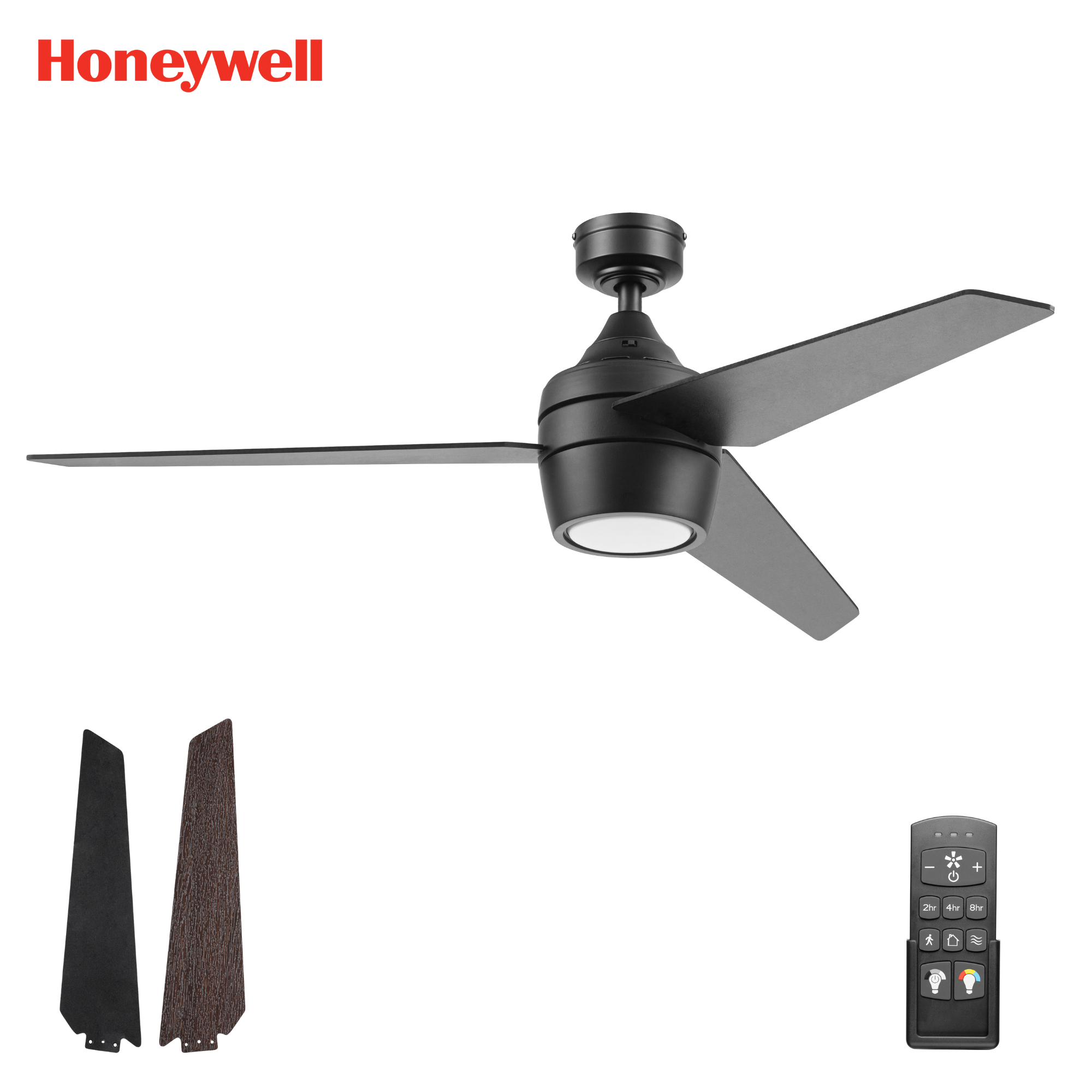 Matte Black Ceiling Fan with LED Light & Remote – 52 Inch