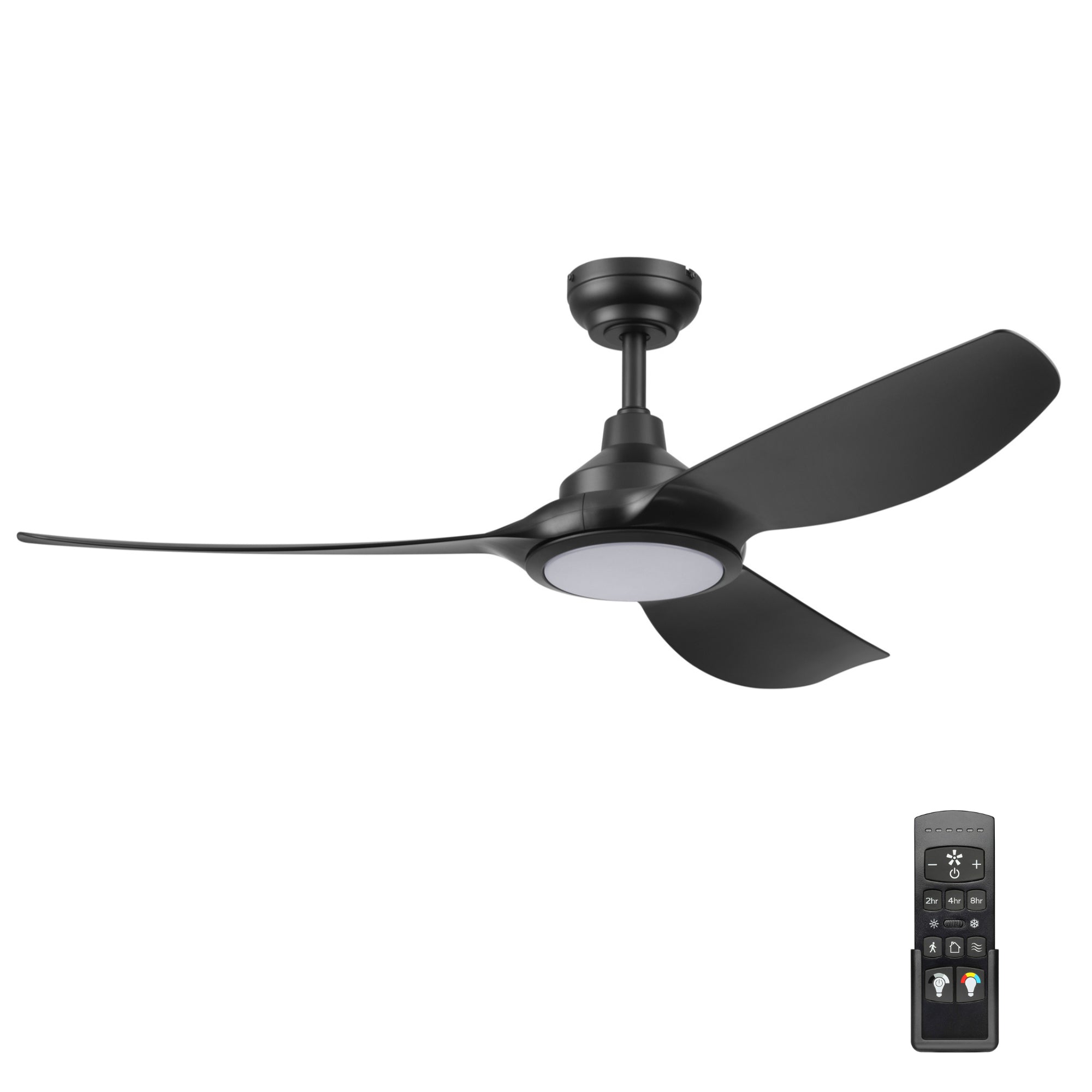 Matte Black Ceiling Fan with LED Light & Remote – 52 Inch