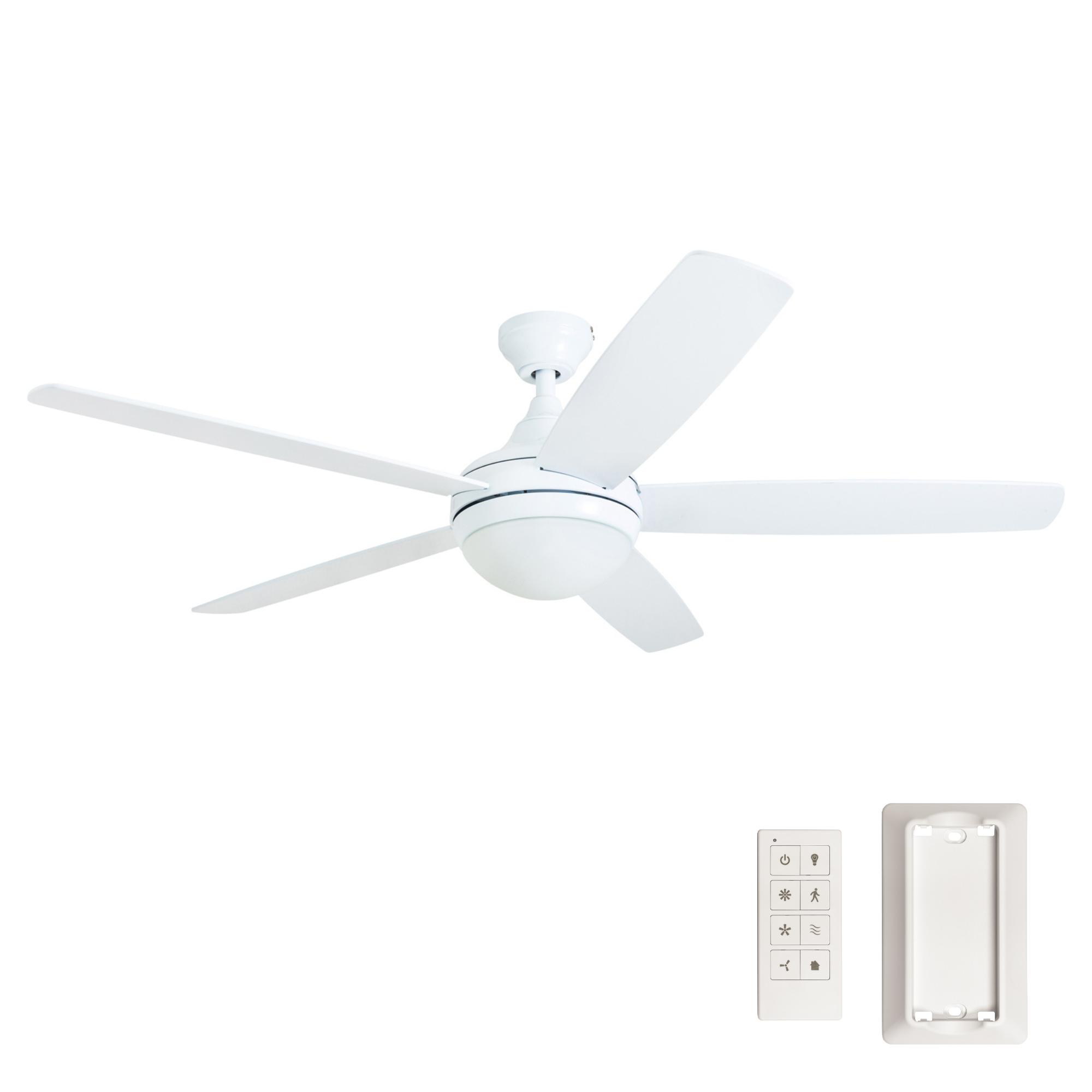 White Ceiling Fan & Remote – 52 Inch