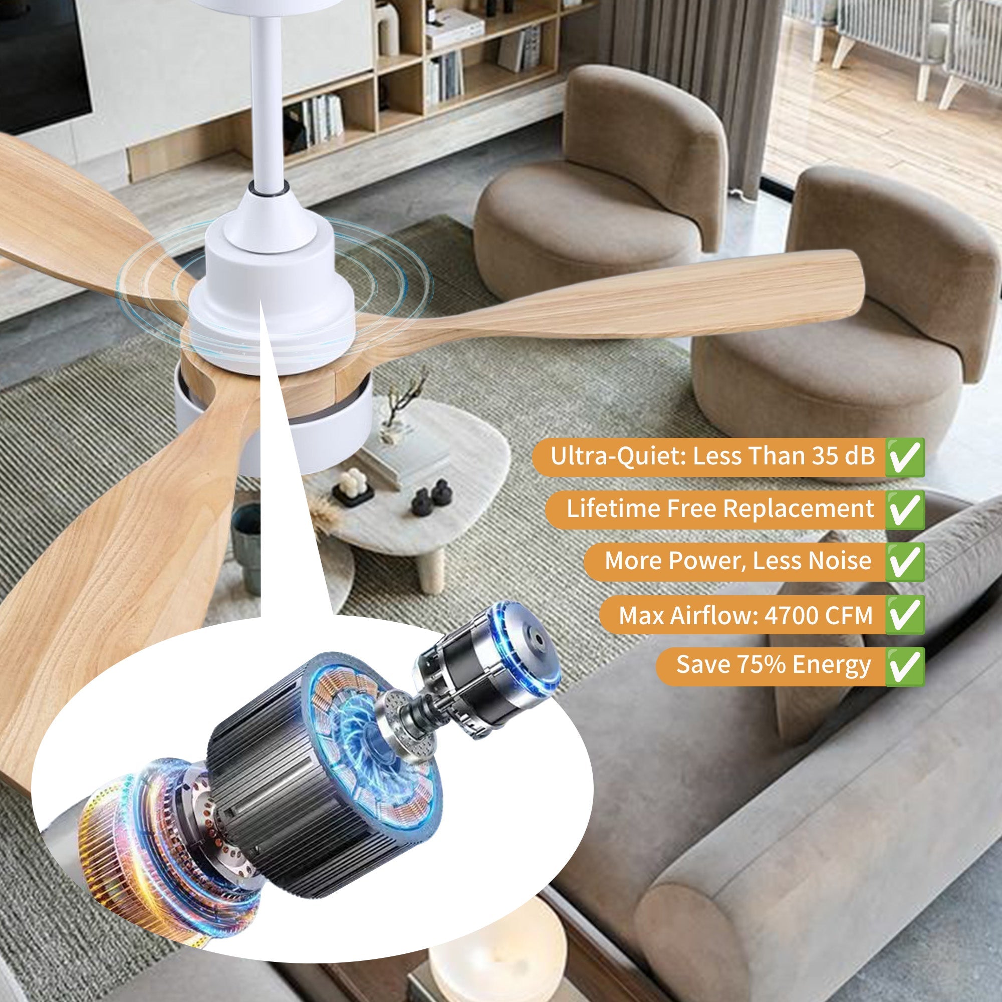 CozyAir Smart | 52" | White Oak