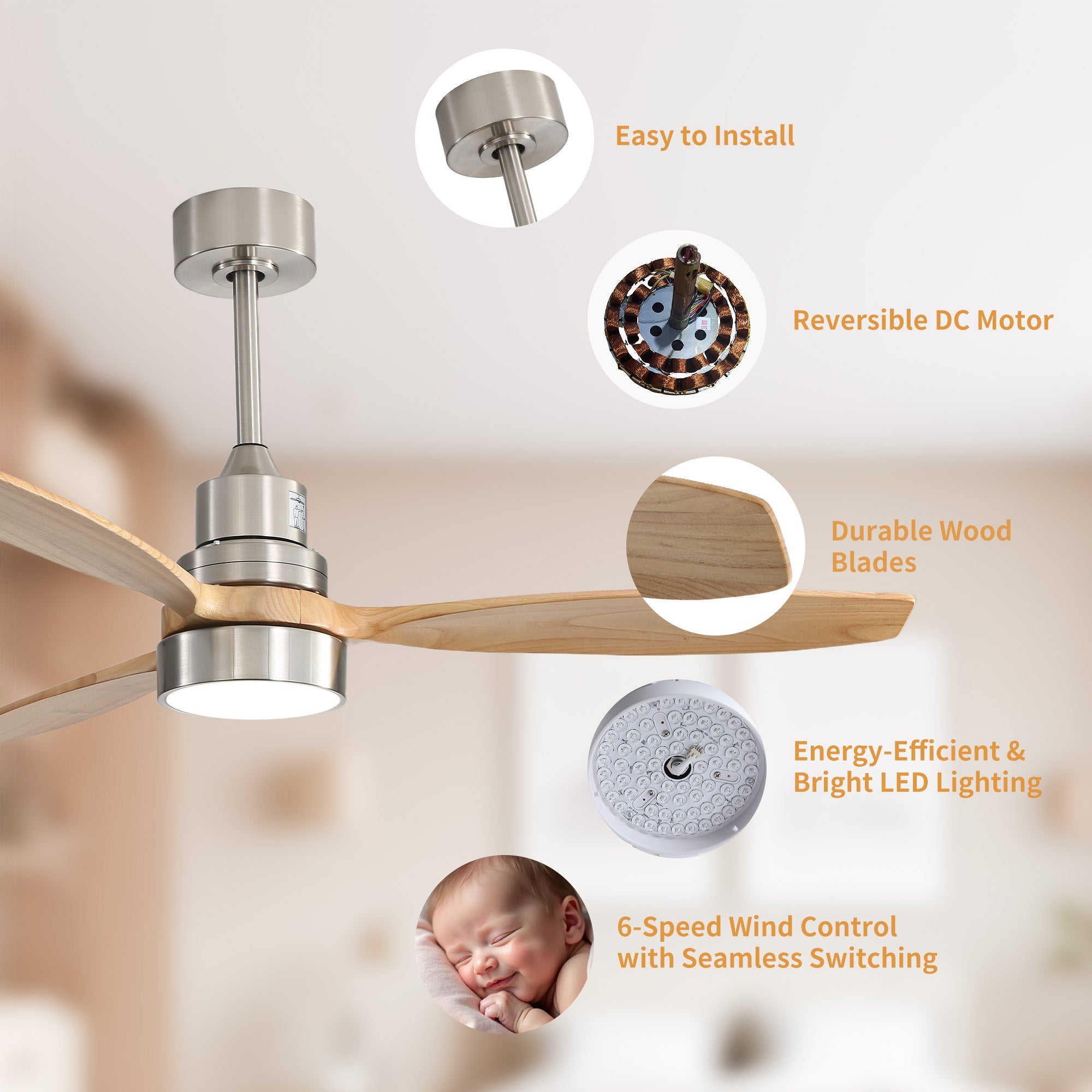 CozyAir | 52" | Brushed Nickel Oak