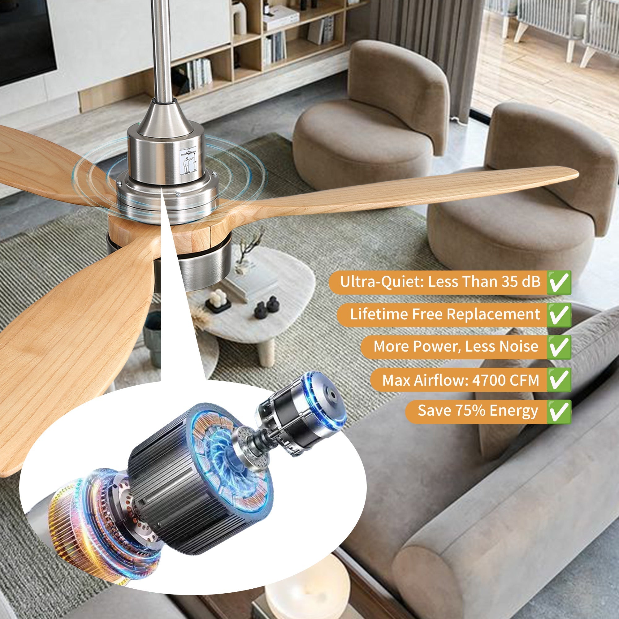CozyAir | 52" | Brushed Nickel Oak