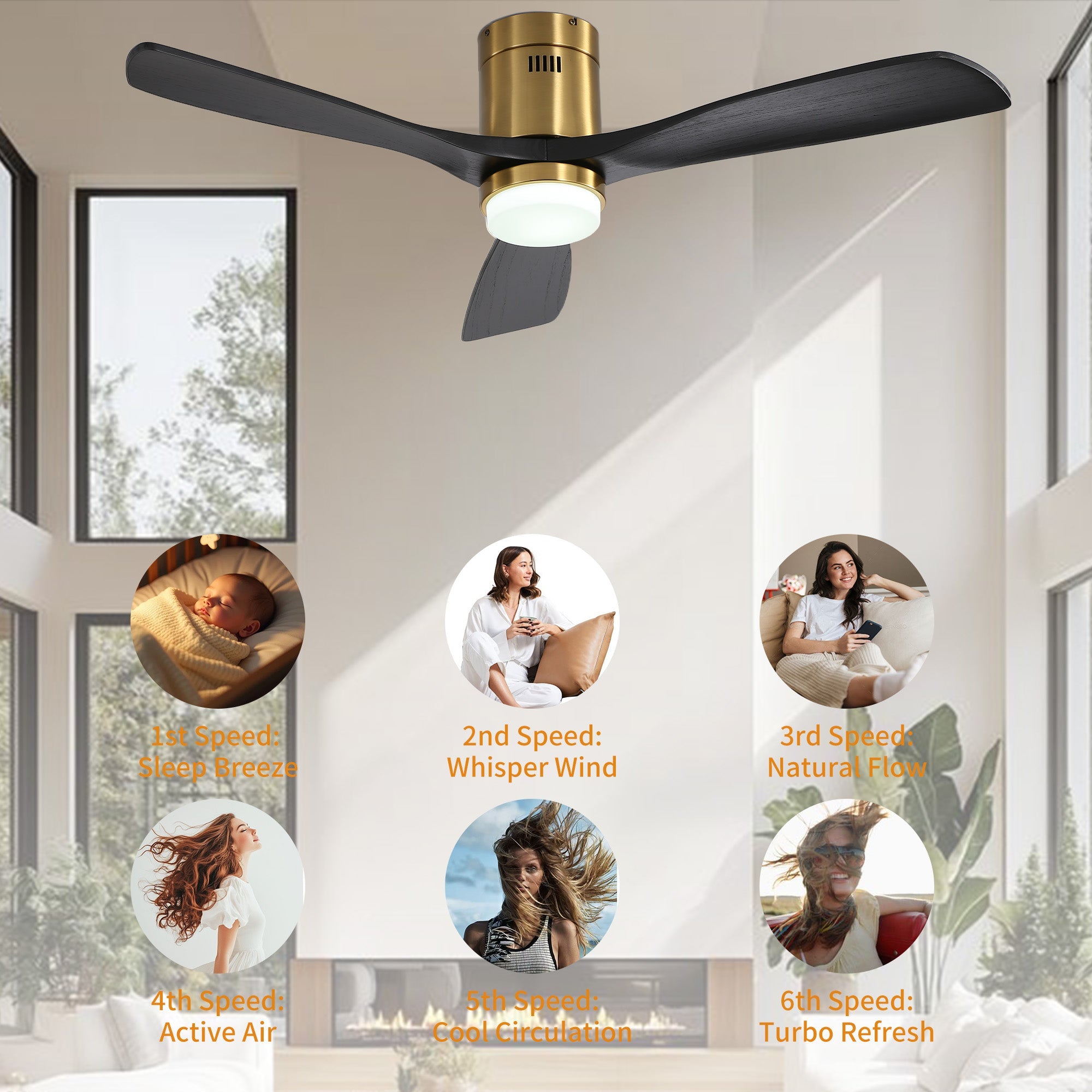 SerenityShine | 52" | Gold Wood