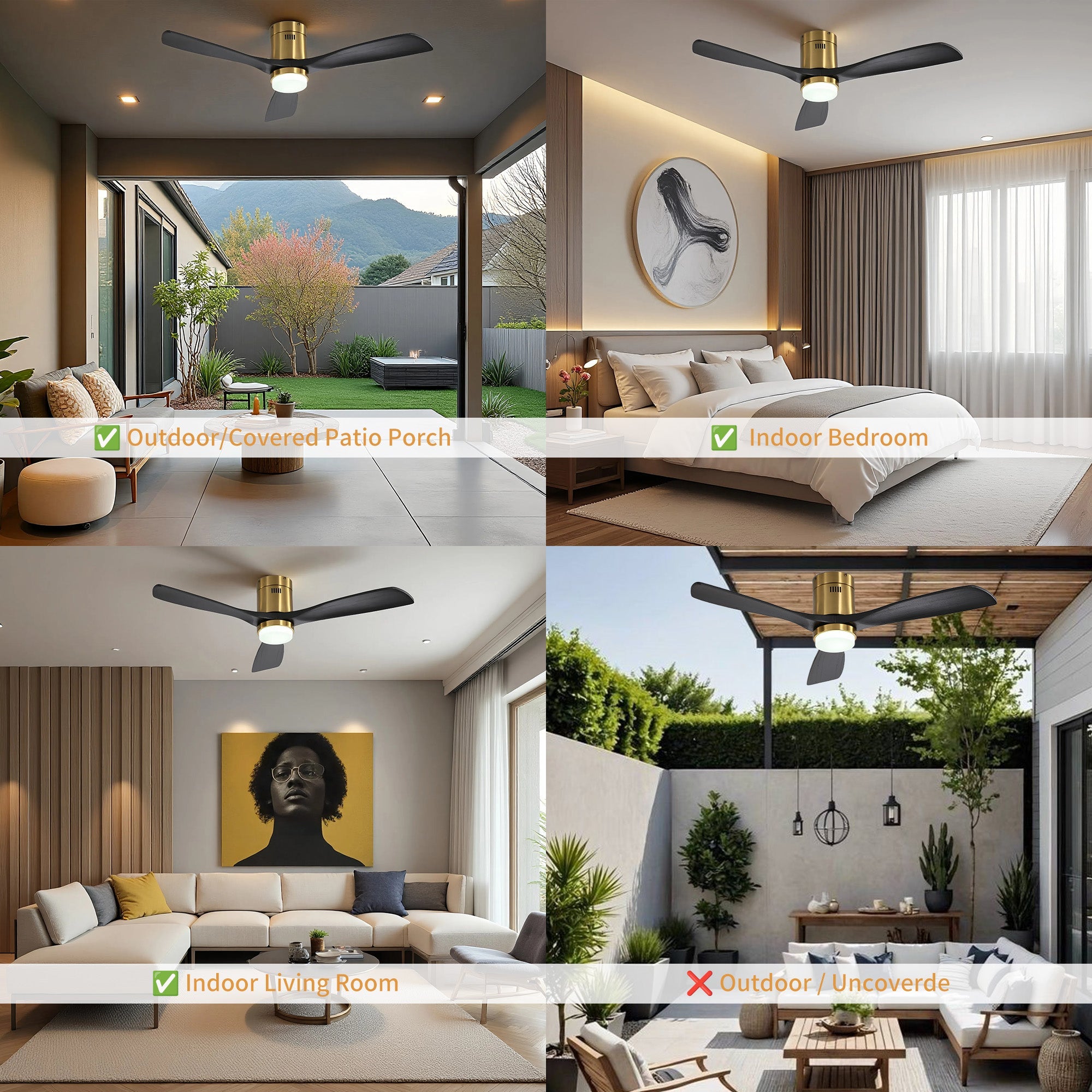 SerenityShine | 52" | Gold Wood
