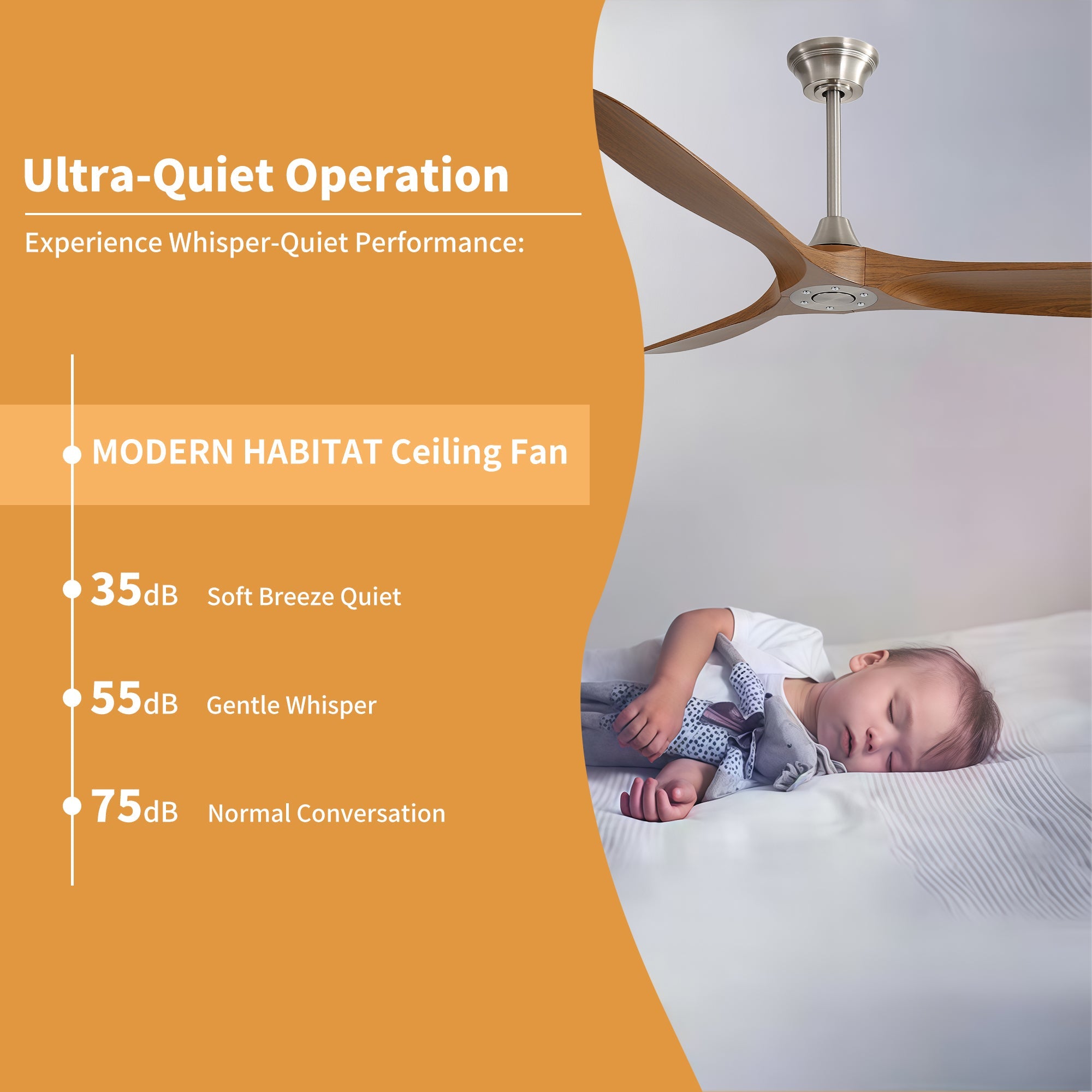 VistaWood 60" Indoor & Outdoor Ceiling Fan — Walnut Blades, Matte White