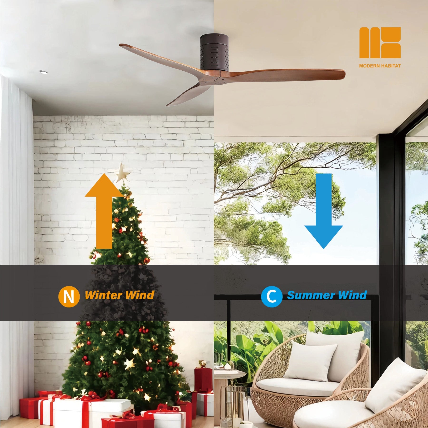 TurboFlow 52" Indoor Ceiling Fan in Walnut Brown — No Light