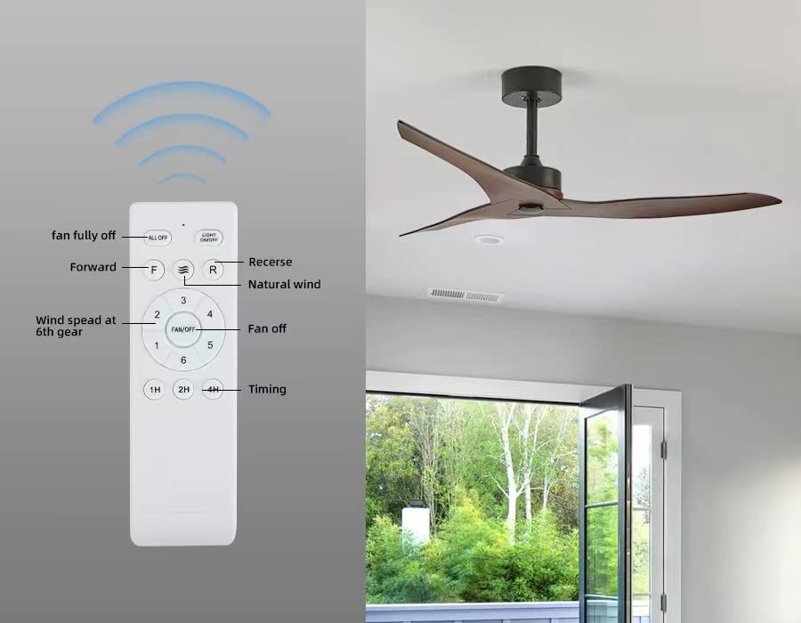 KempLeaf 52" Indoor & Outdoor Ceiling Fan in Warm Brown — No Light
