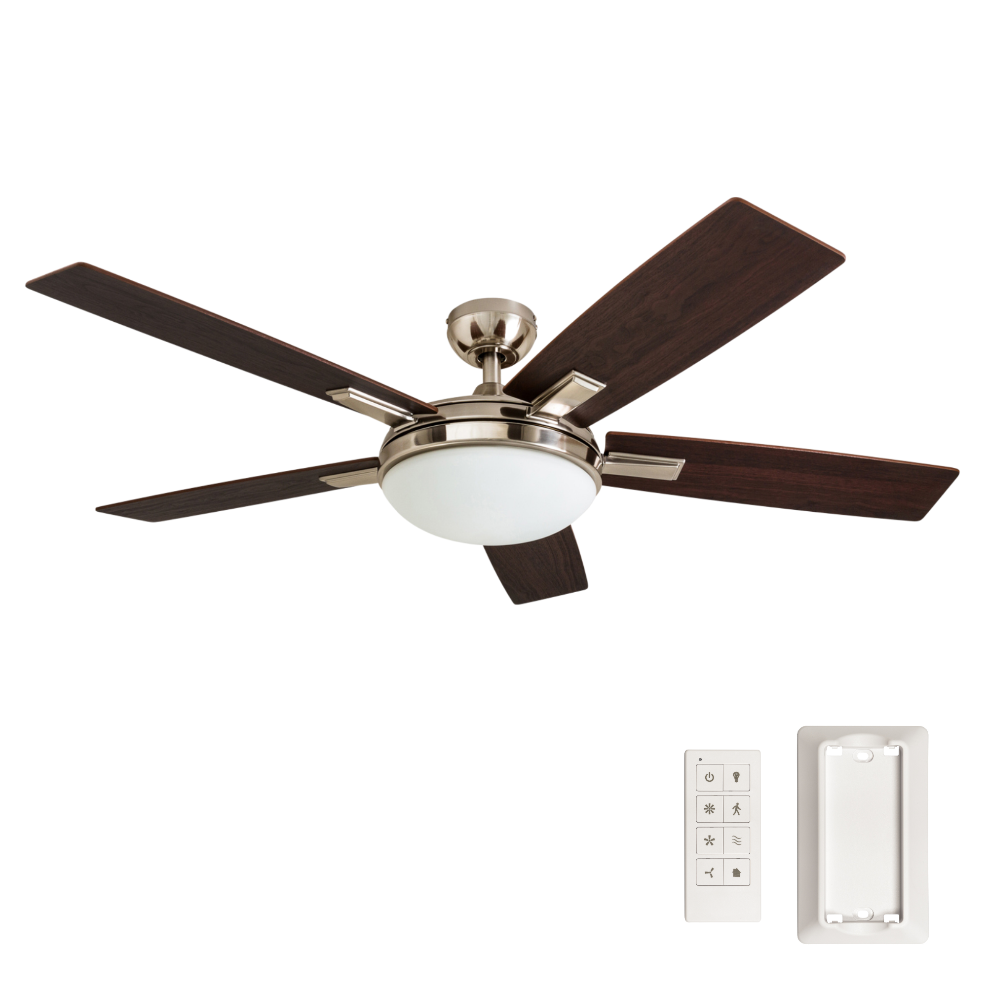 Brushed Nickel Ceiling Fan & Remote – 52 Inch