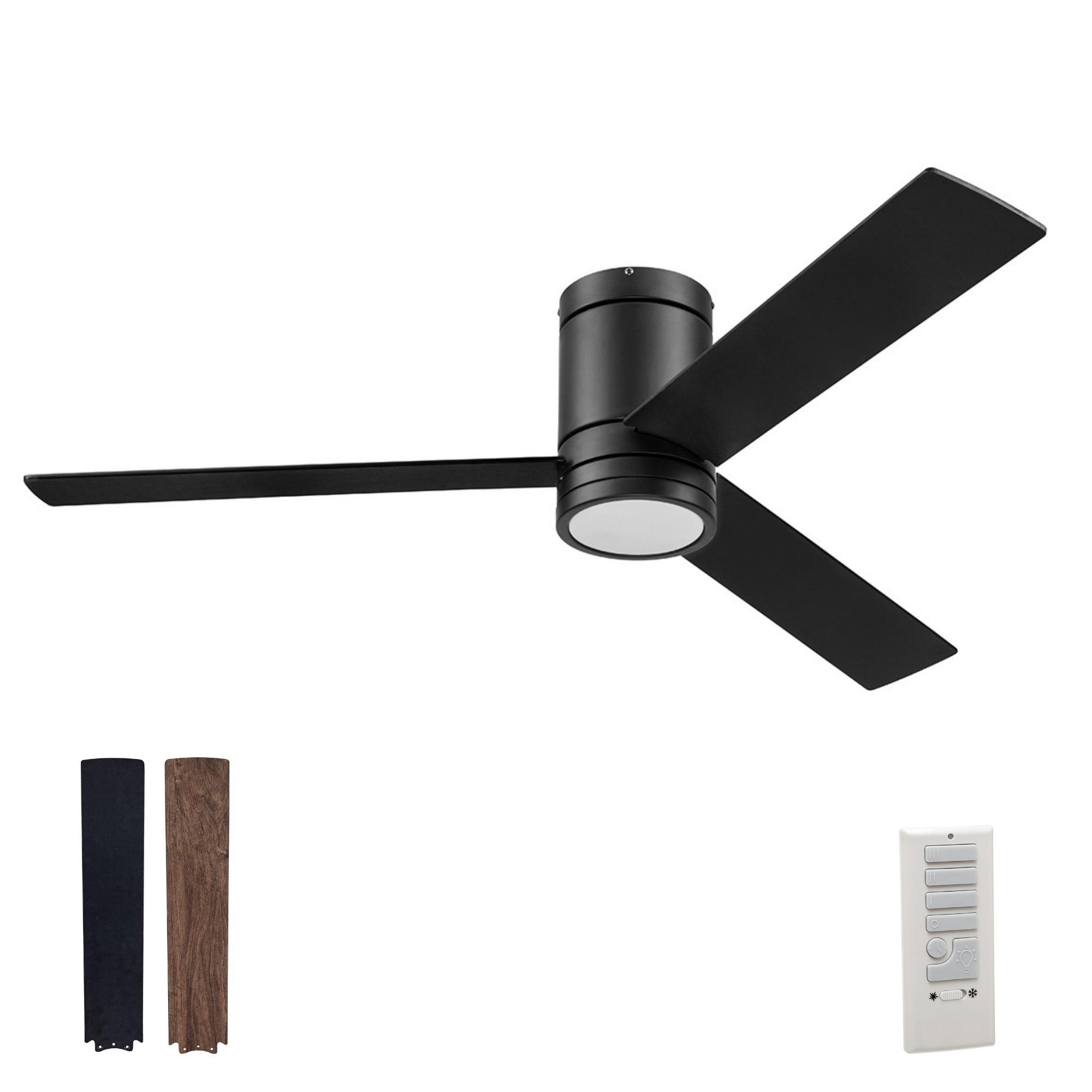 Matte Black Ceiling Fan & Remote – 52 Inch