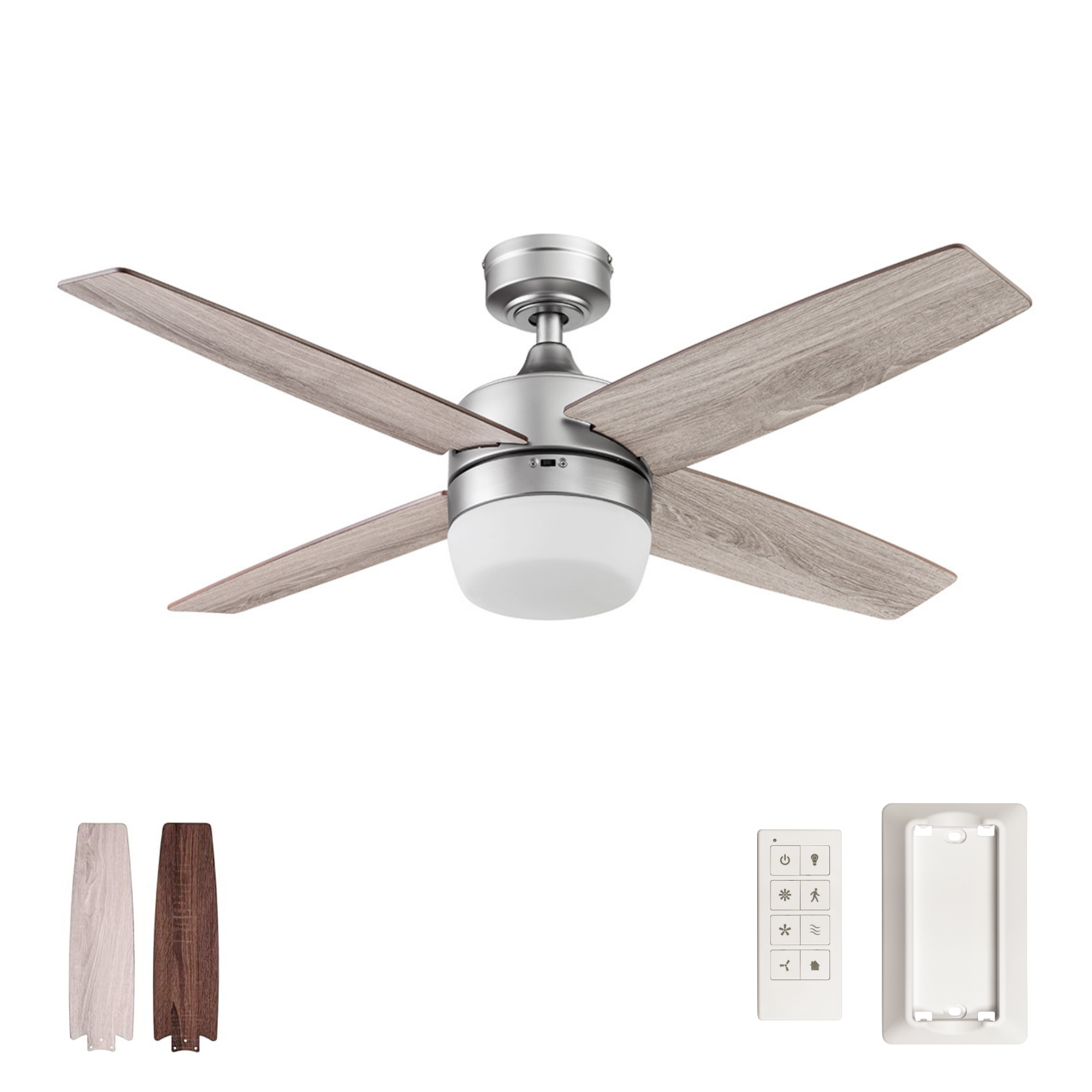 Brushed Nickel Ceiling Fan & Remote – 44 Inch