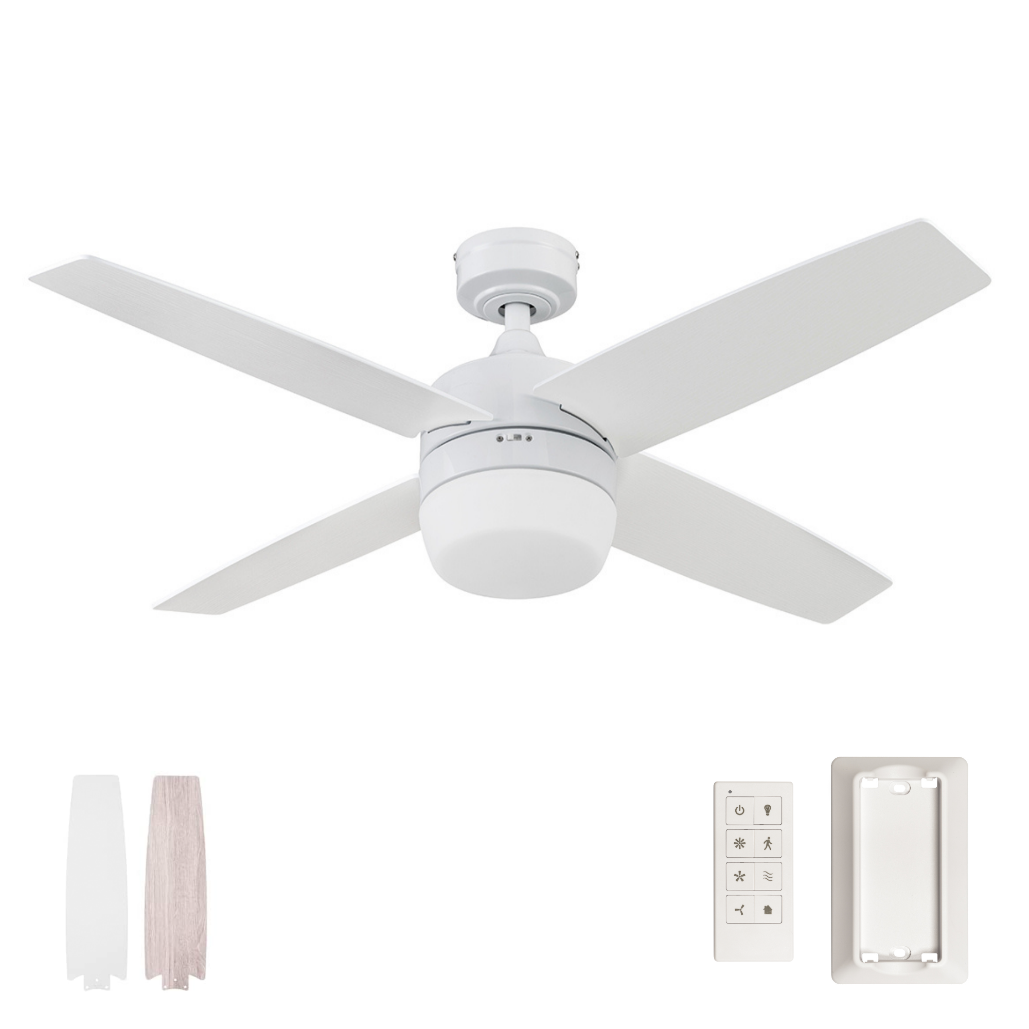 White Ceiling Fan & Remote – 44 Inch
