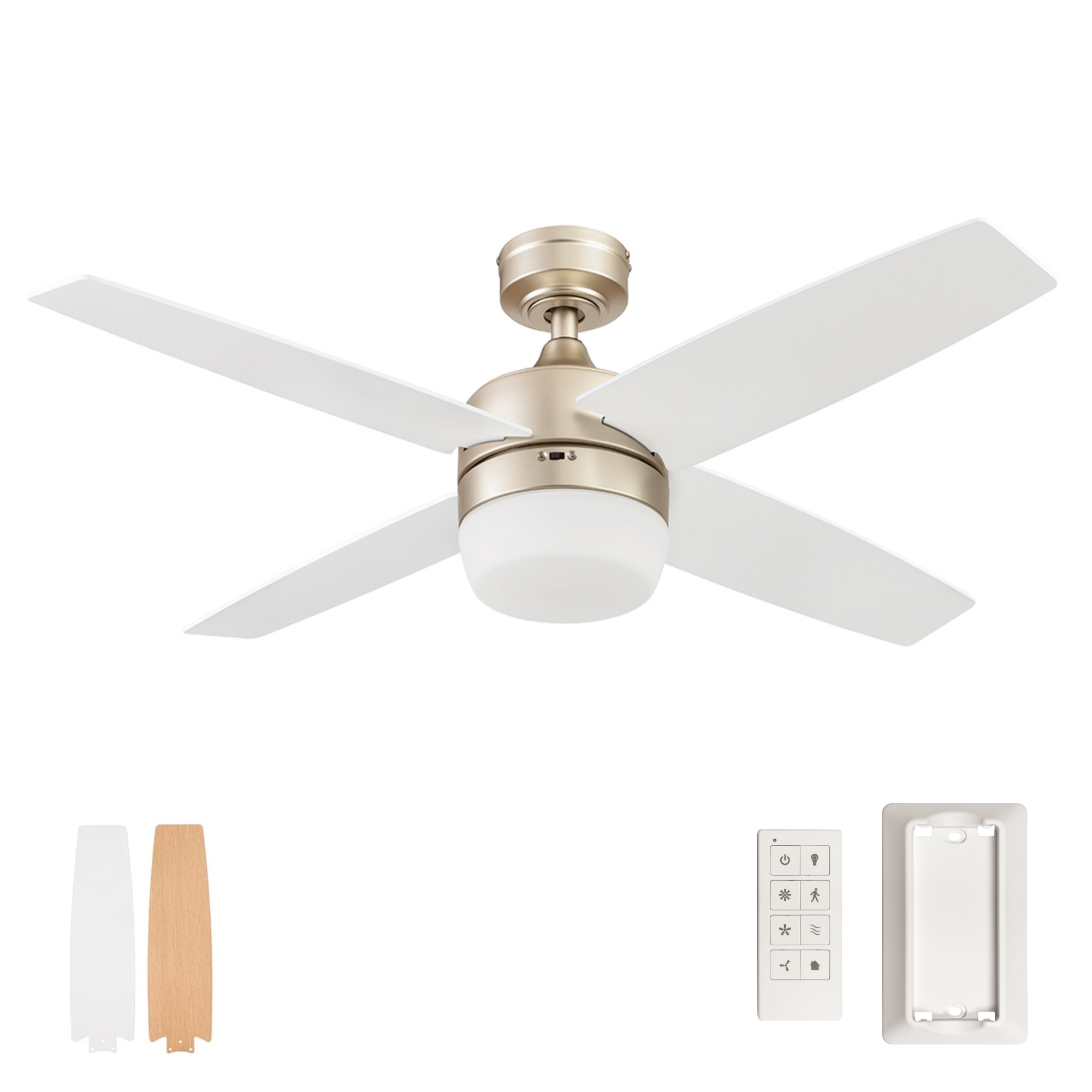 Soft Gold Ceiling Fan & Remote – 44 Inch