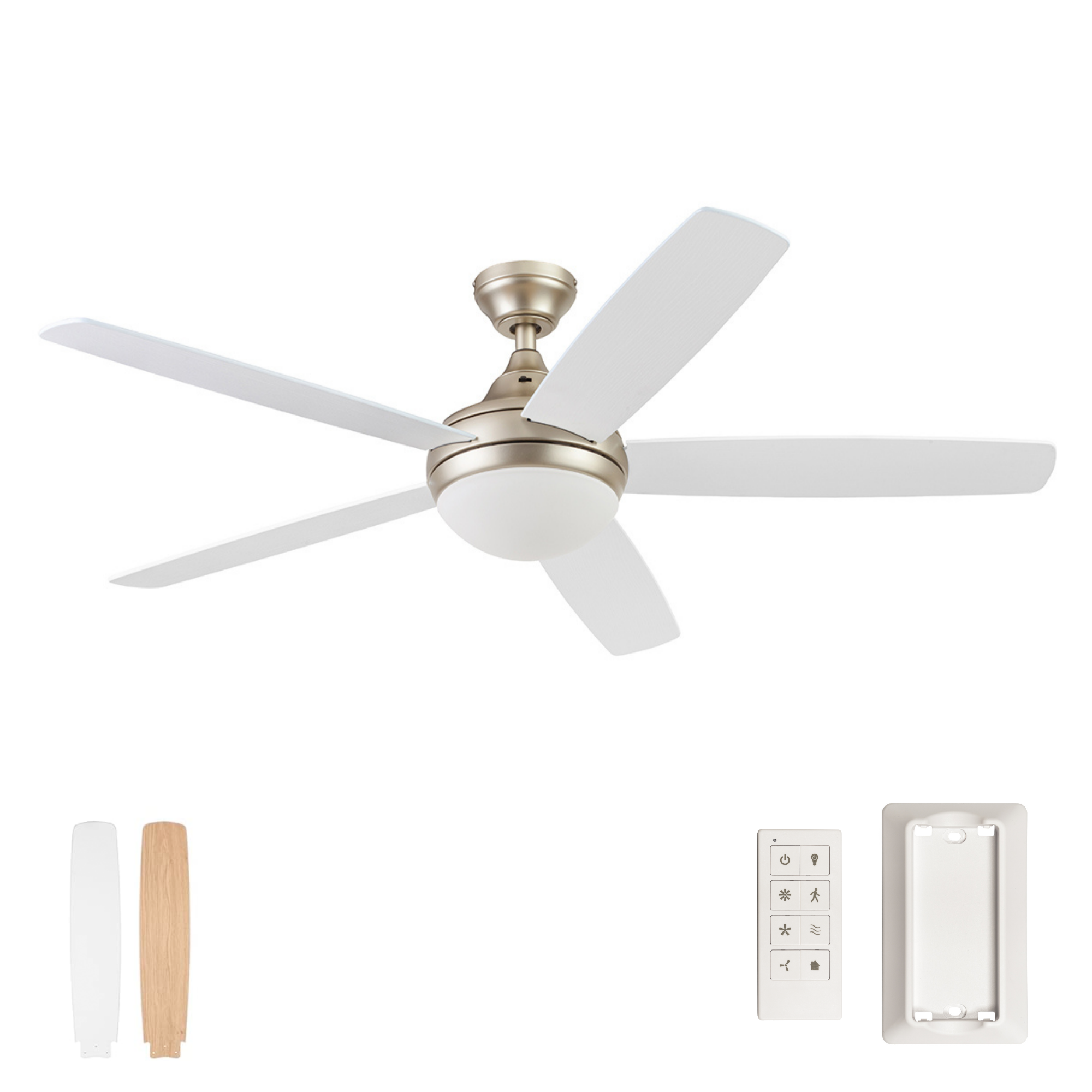 Soft Gold Ceiling Fan & Remote – 52 Inch