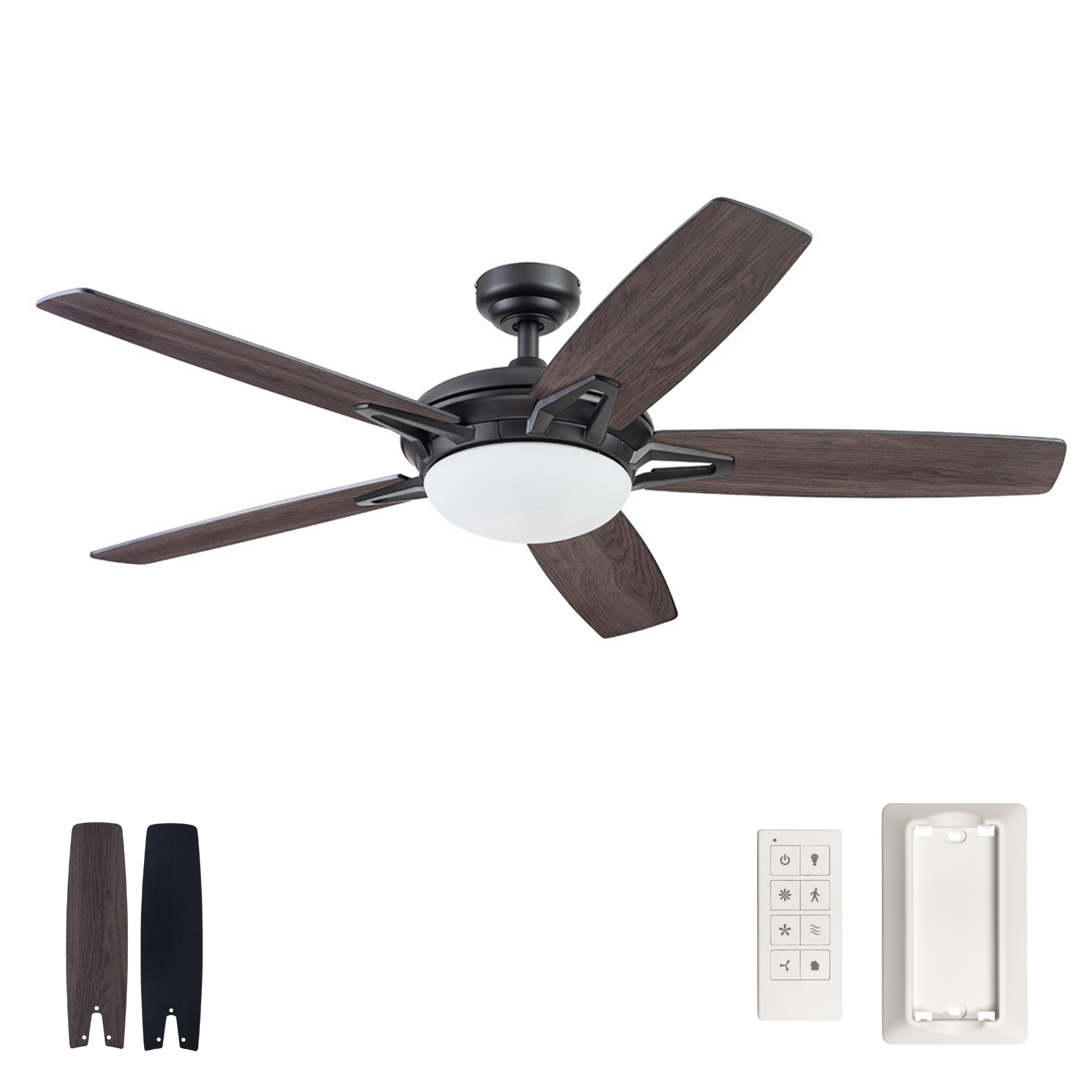 Matte Black Ceiling Fan & Remote – 52 Inch