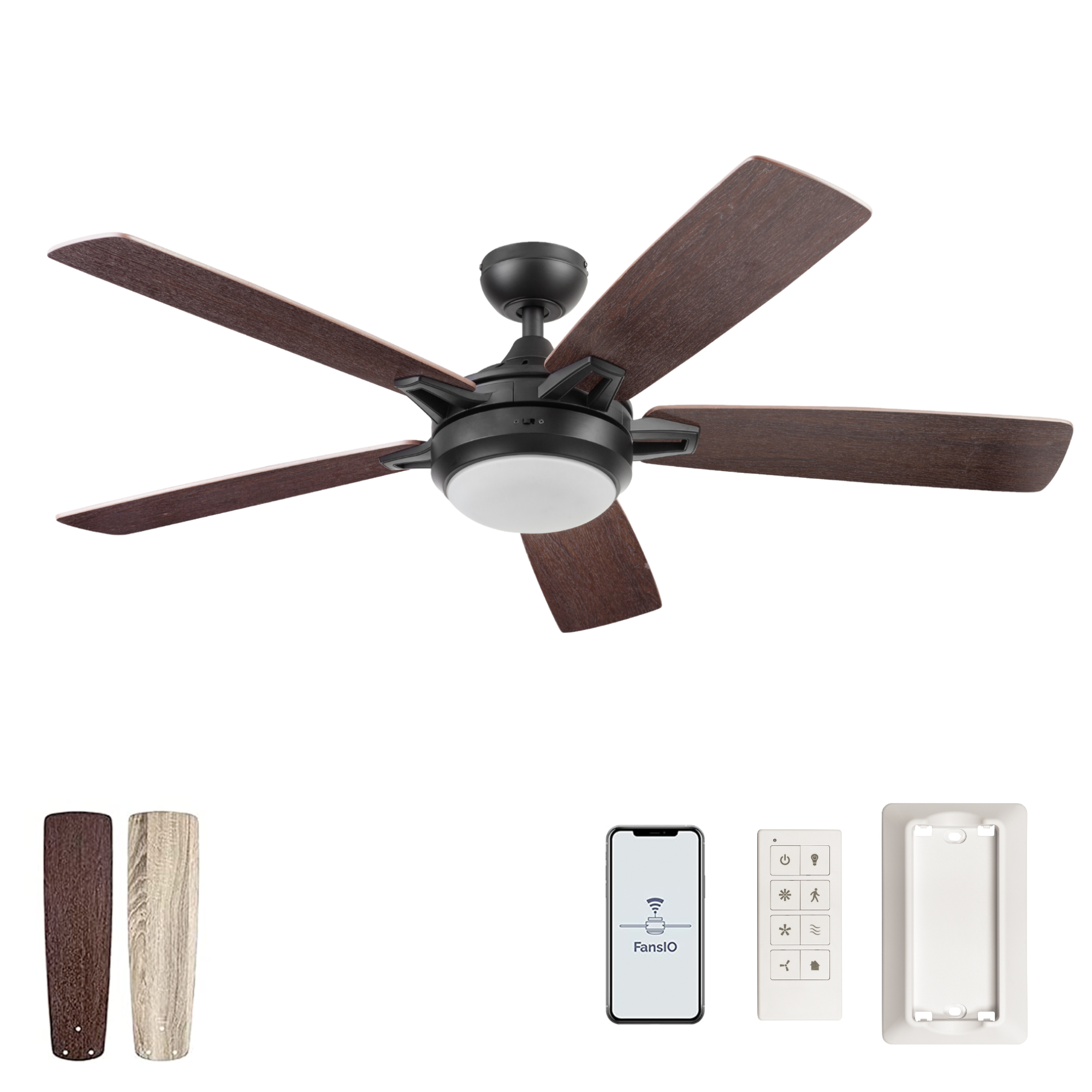 Espresso Smart Ceiling Fan & Remote – 52 Inch