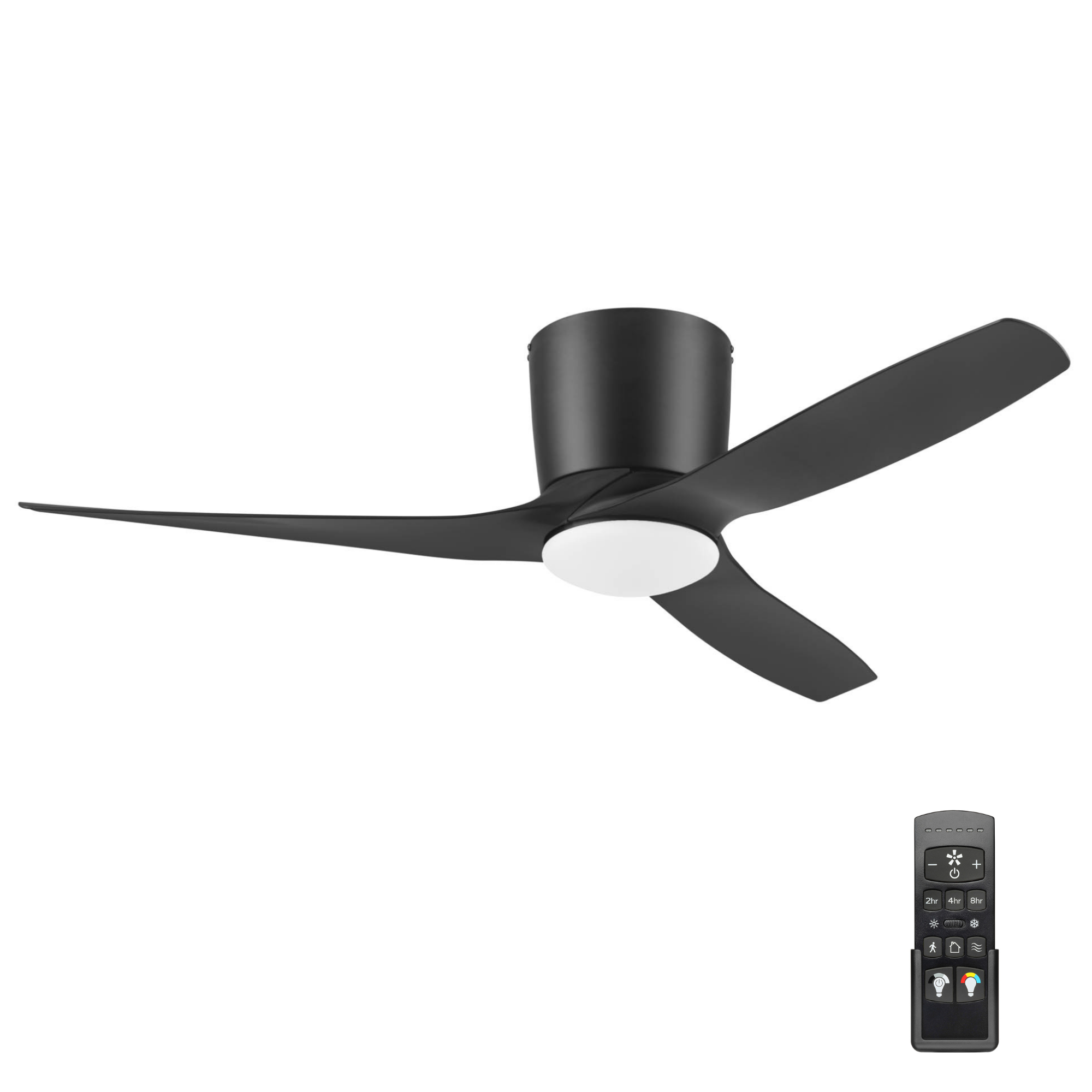 Matte Black Ceiling Fan with LED Light & Remote – 52 Inch