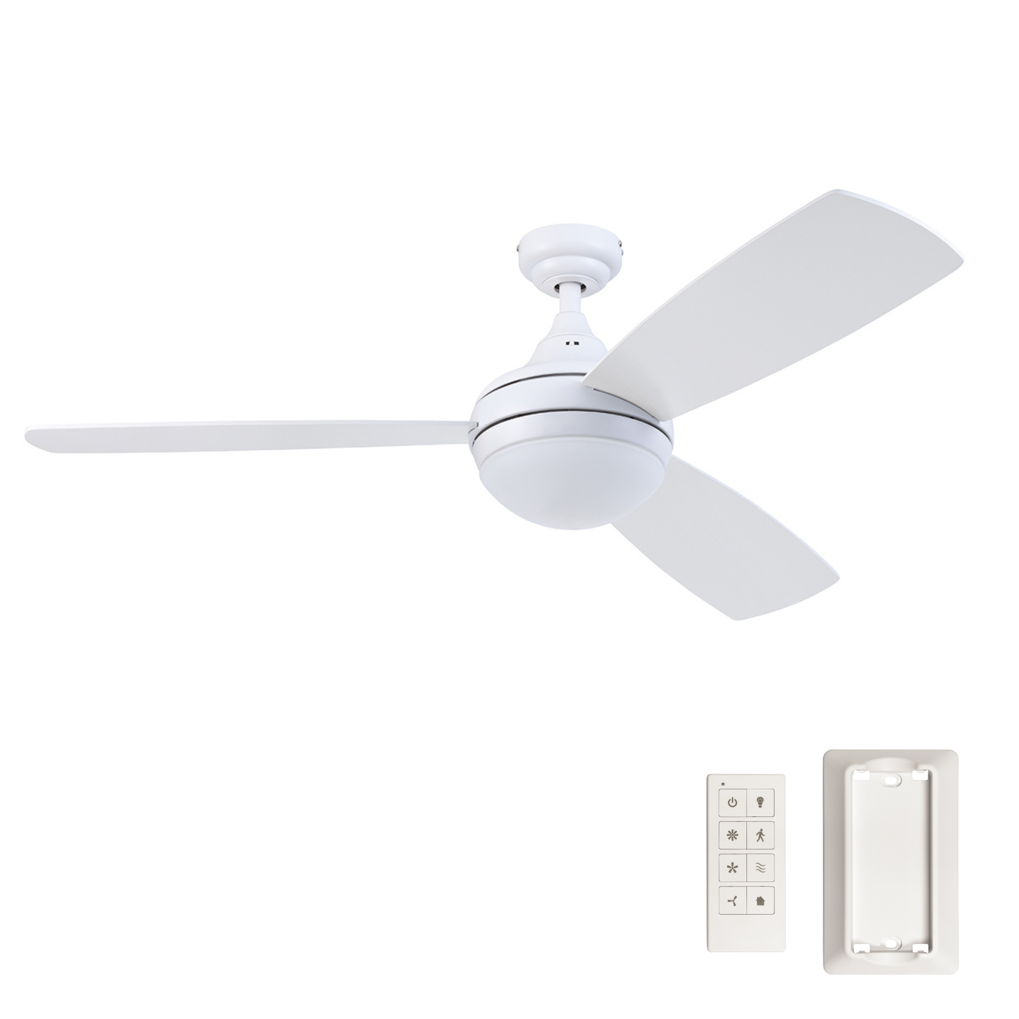 White Ceiling Fan & Remote – 52 Inch
