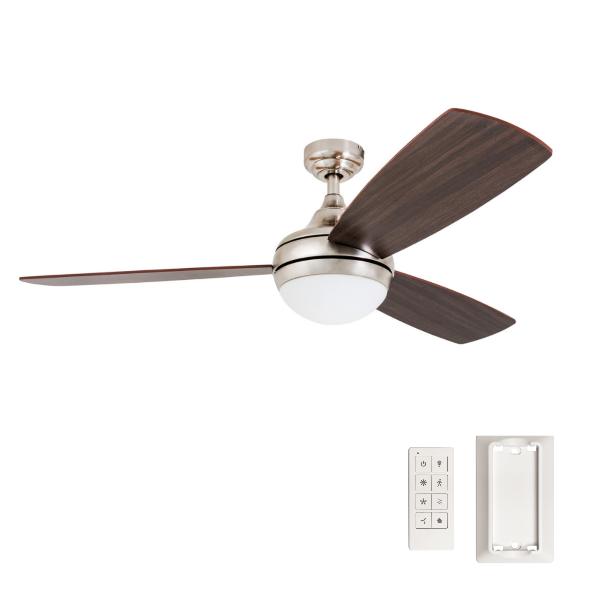Brushed Nickel Ceiling Fan & Remote – 52 Inch