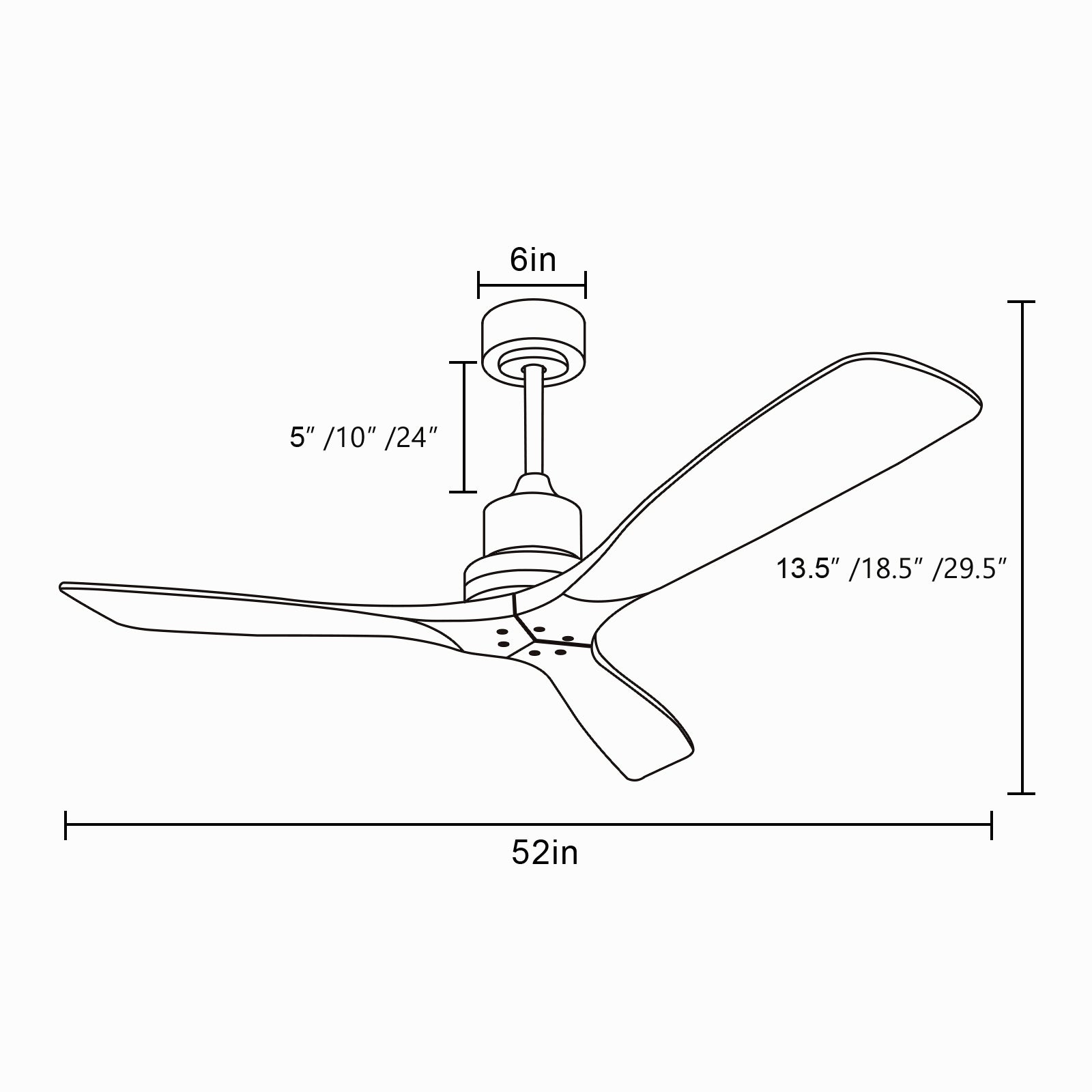 KempAura 52" Indoor & Outdoor Ceiling Fan — Brushed Nickel & Solid Wood