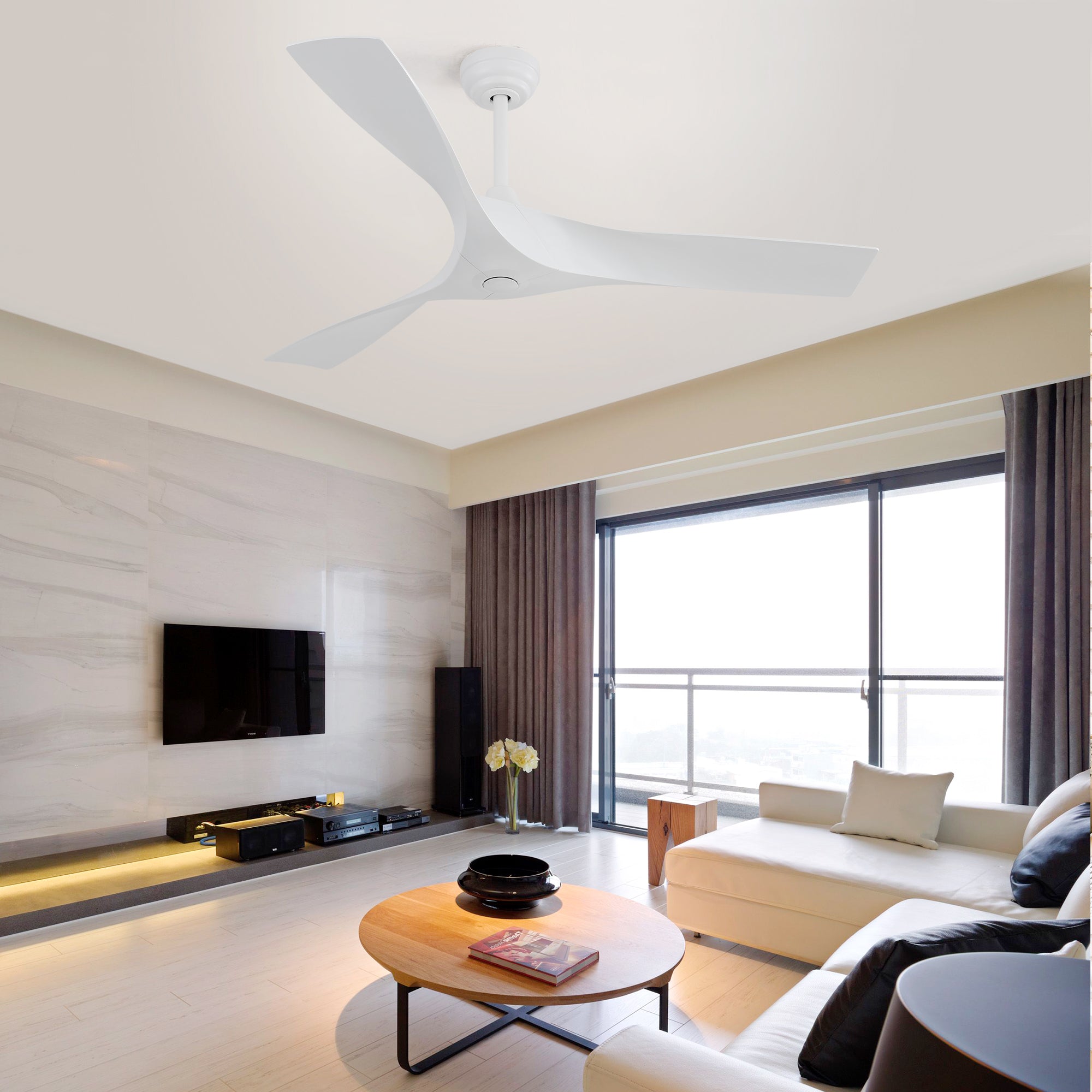 KempVista 52" Indoor & Outdoor Ceiling Fan in White — No Light