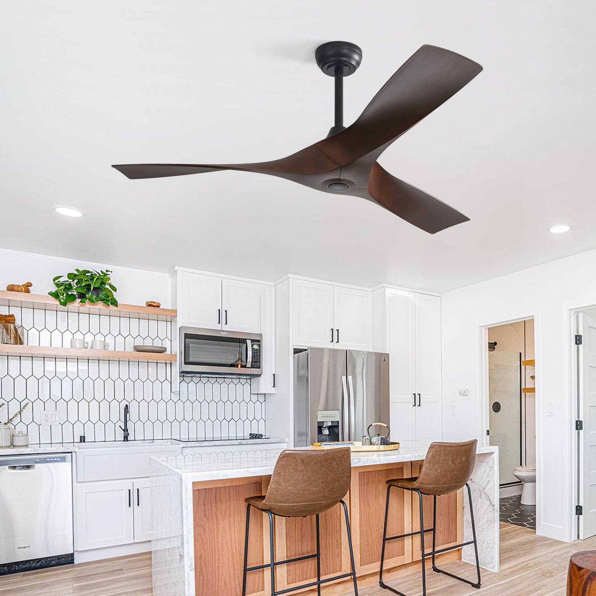 KempVista 52" Indoor & Outdoor Ceiling Fan in Matte Black — No Light