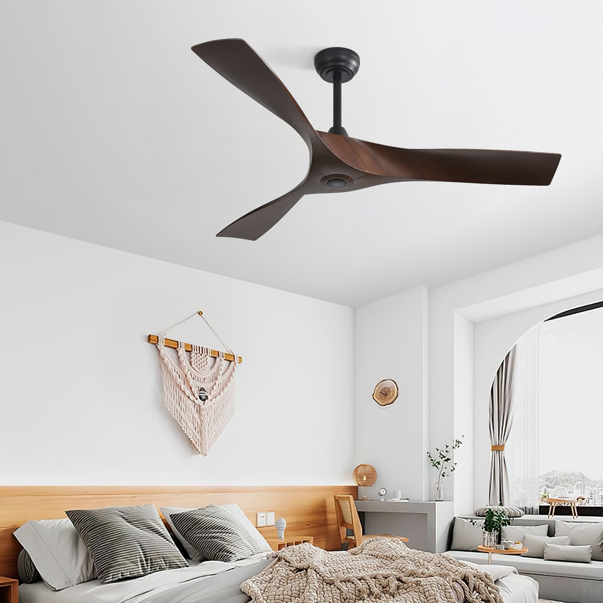 KempVista 52" Indoor & Outdoor Ceiling Fan in Matte Black — No Light