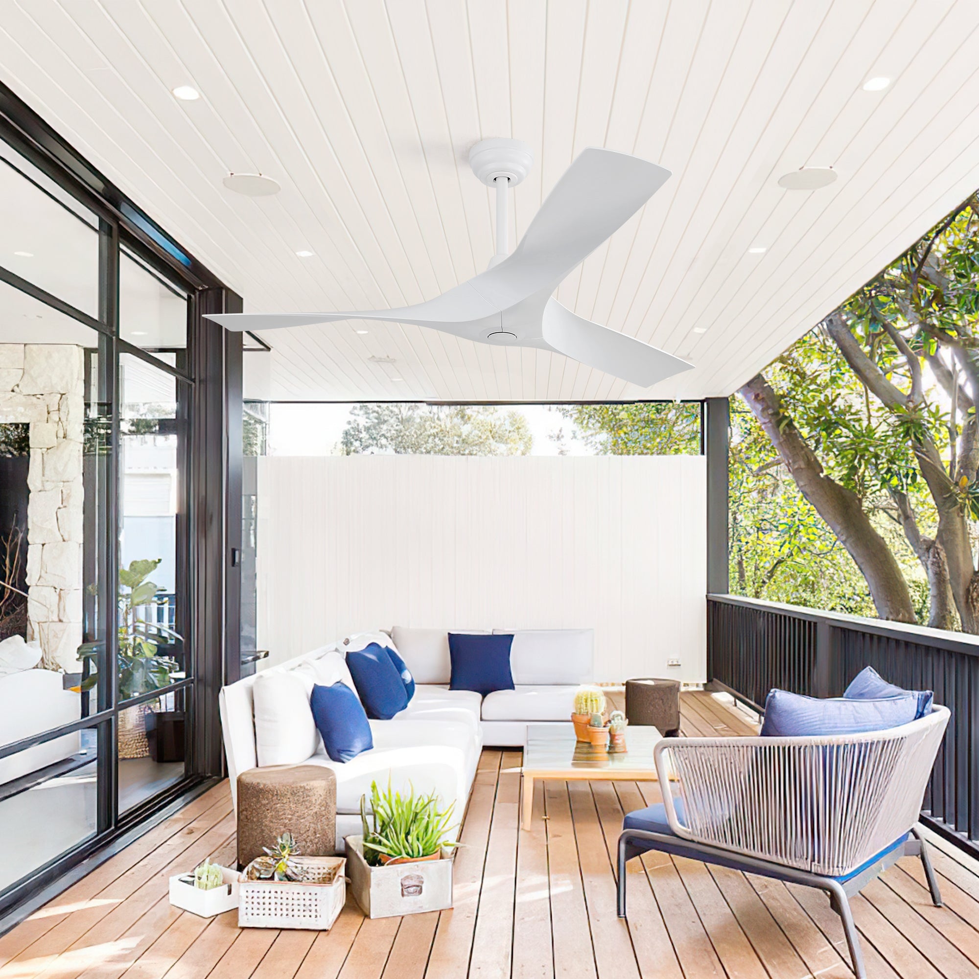 KempVista 52" Indoor & Outdoor Ceiling Fan in White — No Light