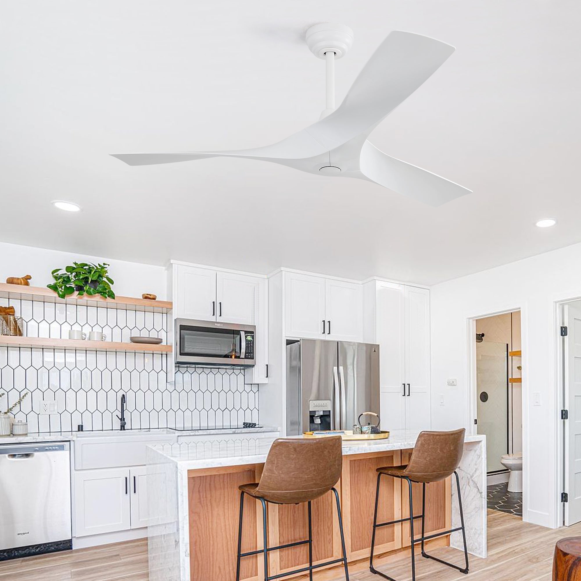 KempVista 52" Indoor & Outdoor Ceiling Fan in White — No Light