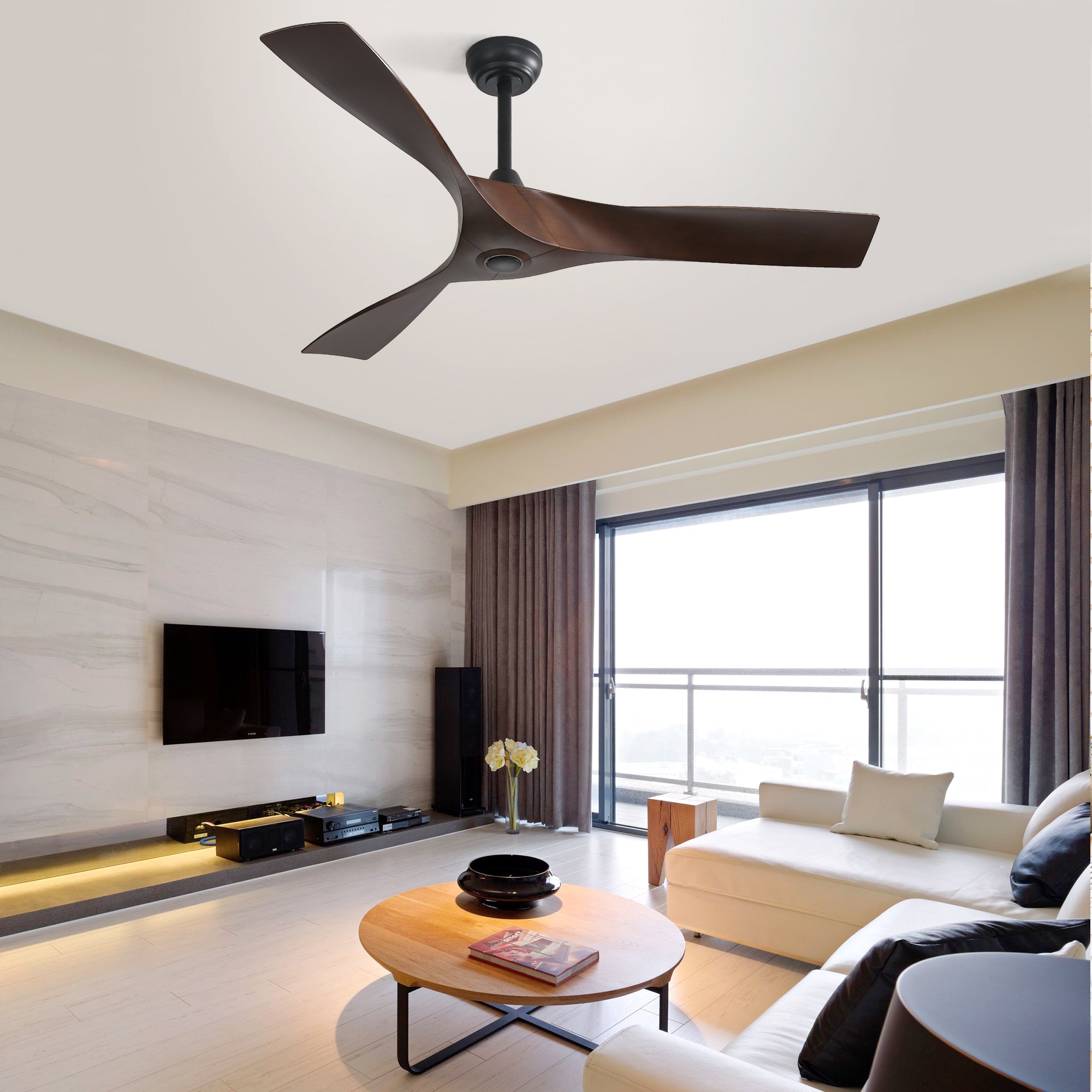 KempVista 52" Indoor & Outdoor Ceiling Fan in Matte Black — No Light