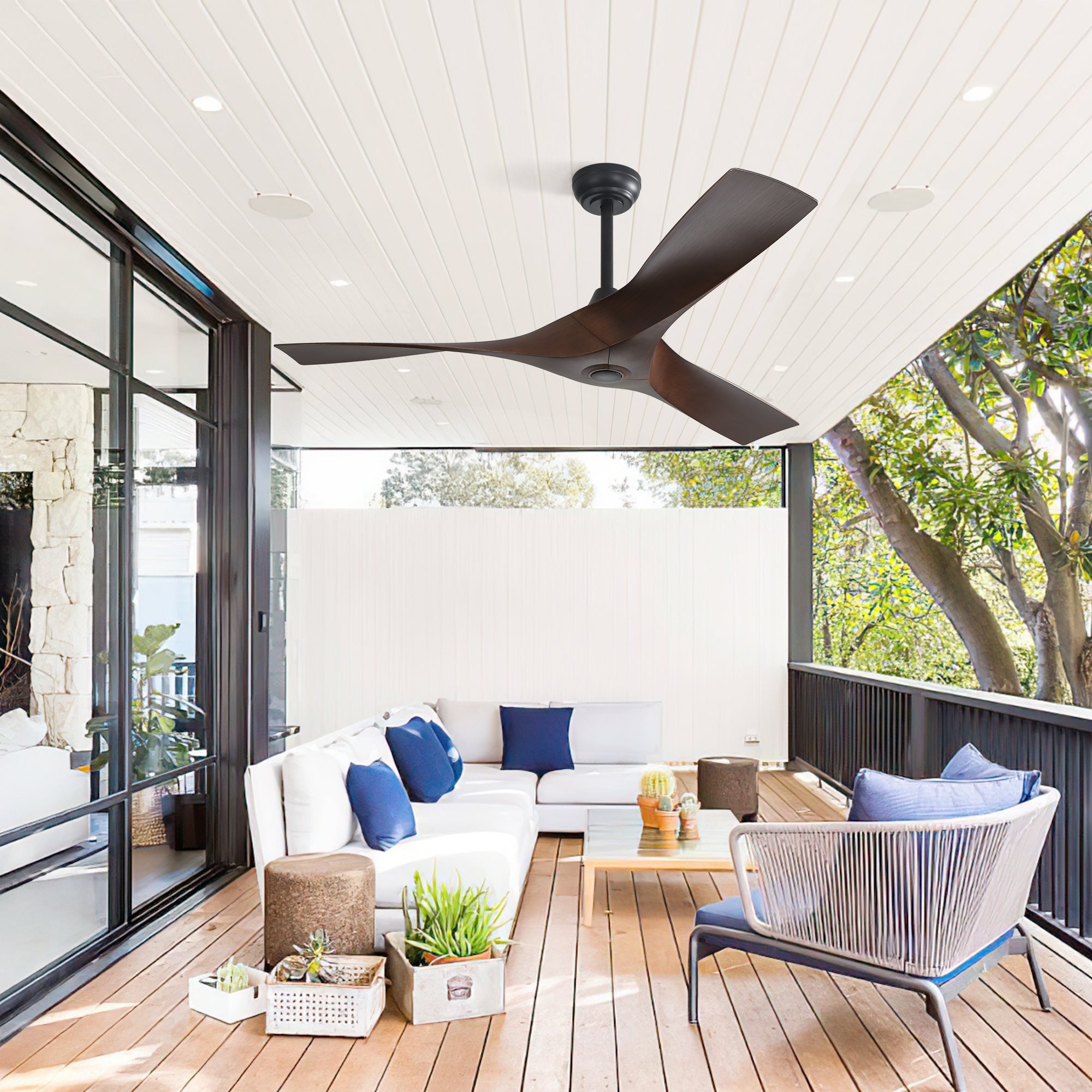 KempVista 52" Indoor & Outdoor Ceiling Fan in Matte Black — No Light