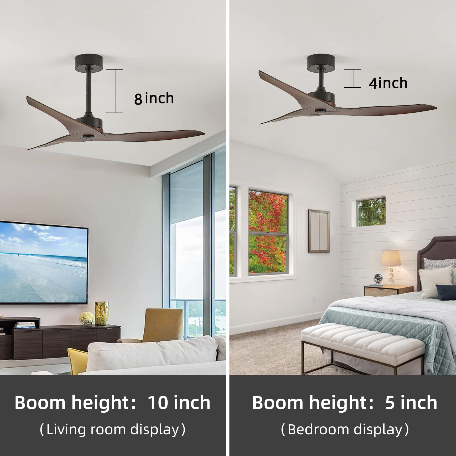 KempLeaf 52" Indoor & Outdoor Ceiling Fan in Warm Brown — No Light