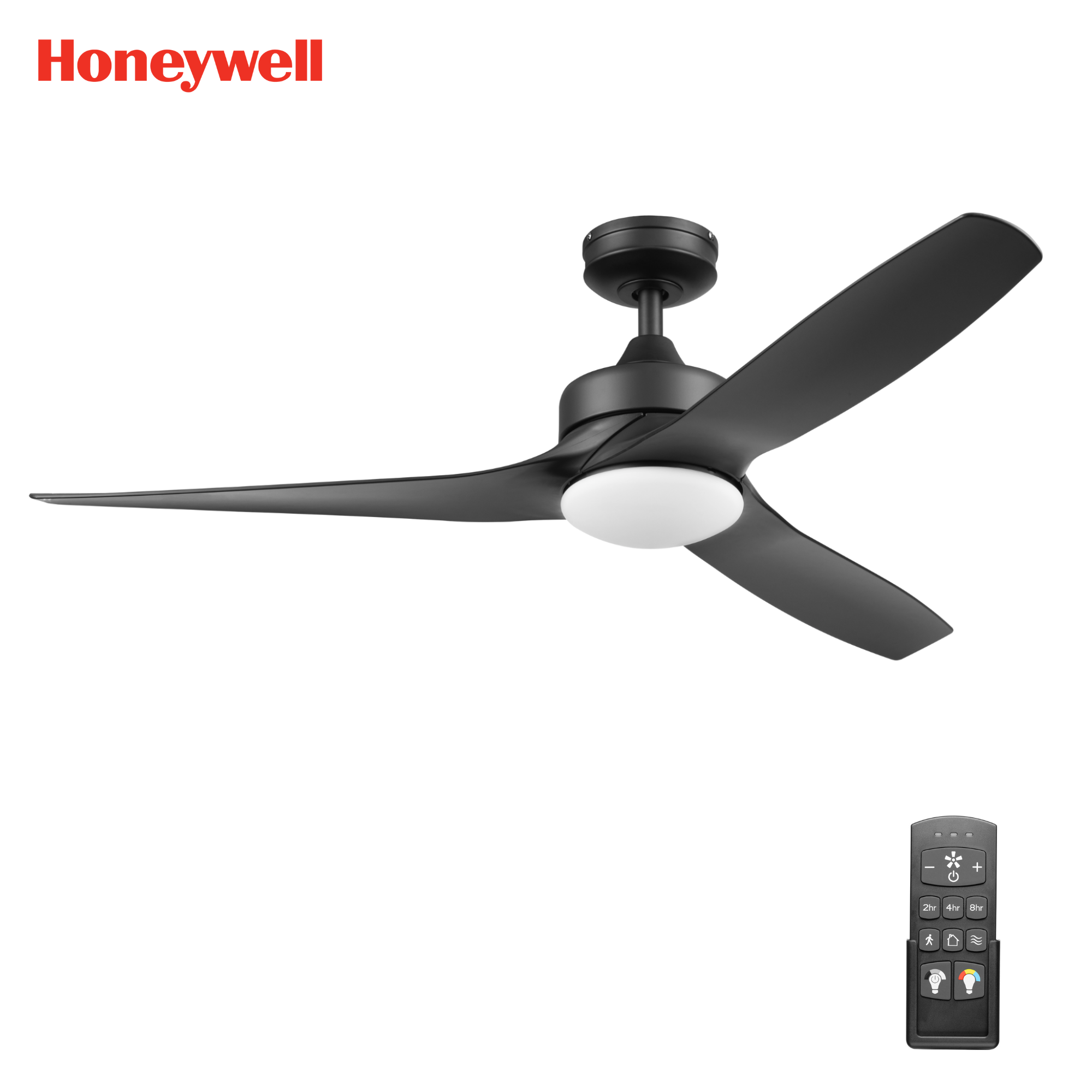 Matte Black Ceiling Fan with LED Light & Remote – 52 Inch