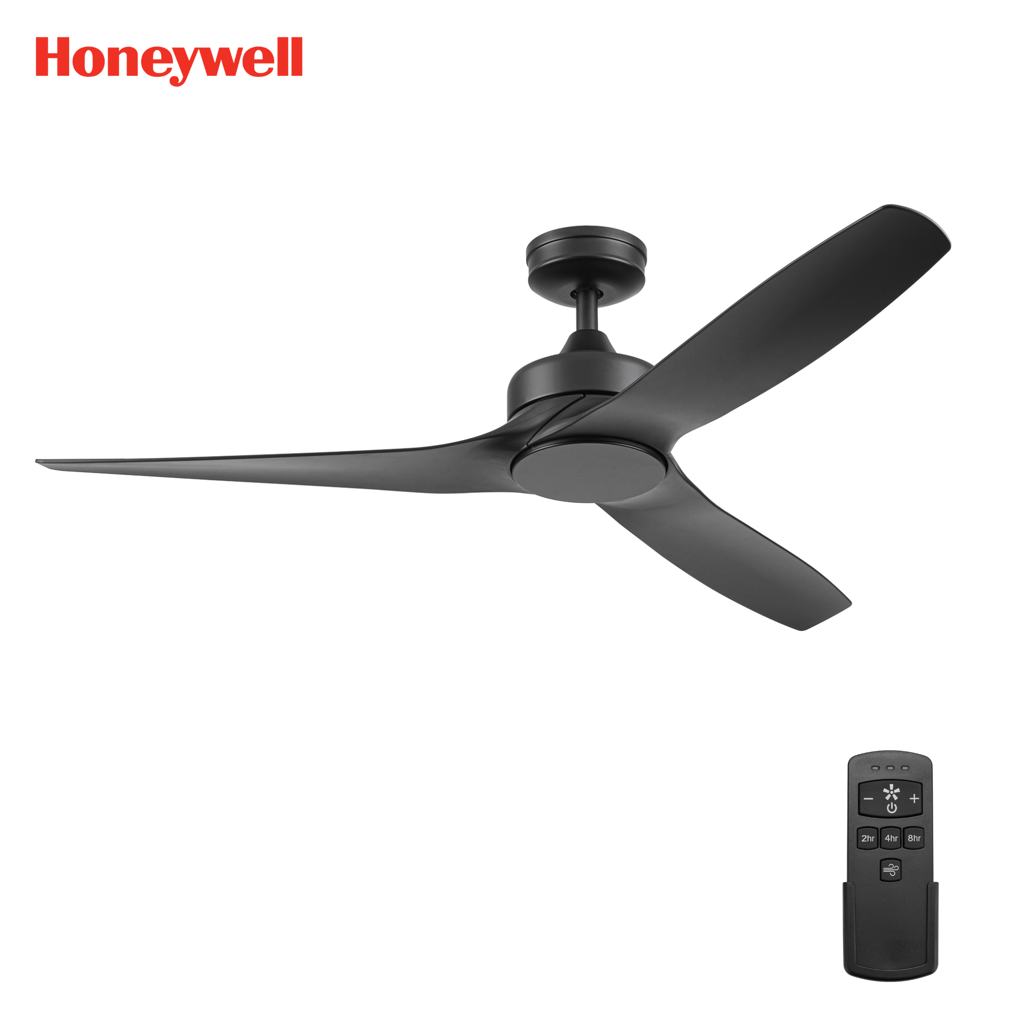 Matte Black Ceiling Fan & Remote – 52 Inch