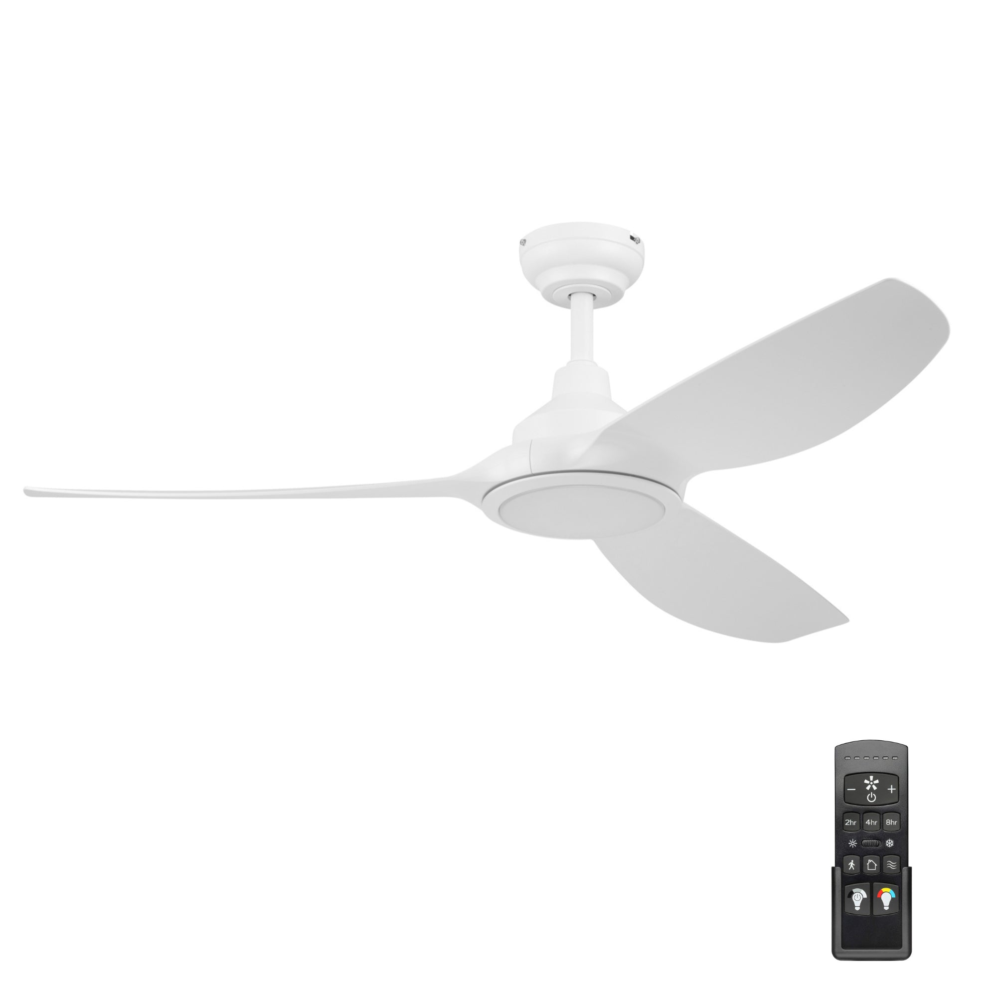White Ceiling Fan with LED Light & Remote – 52 Inch