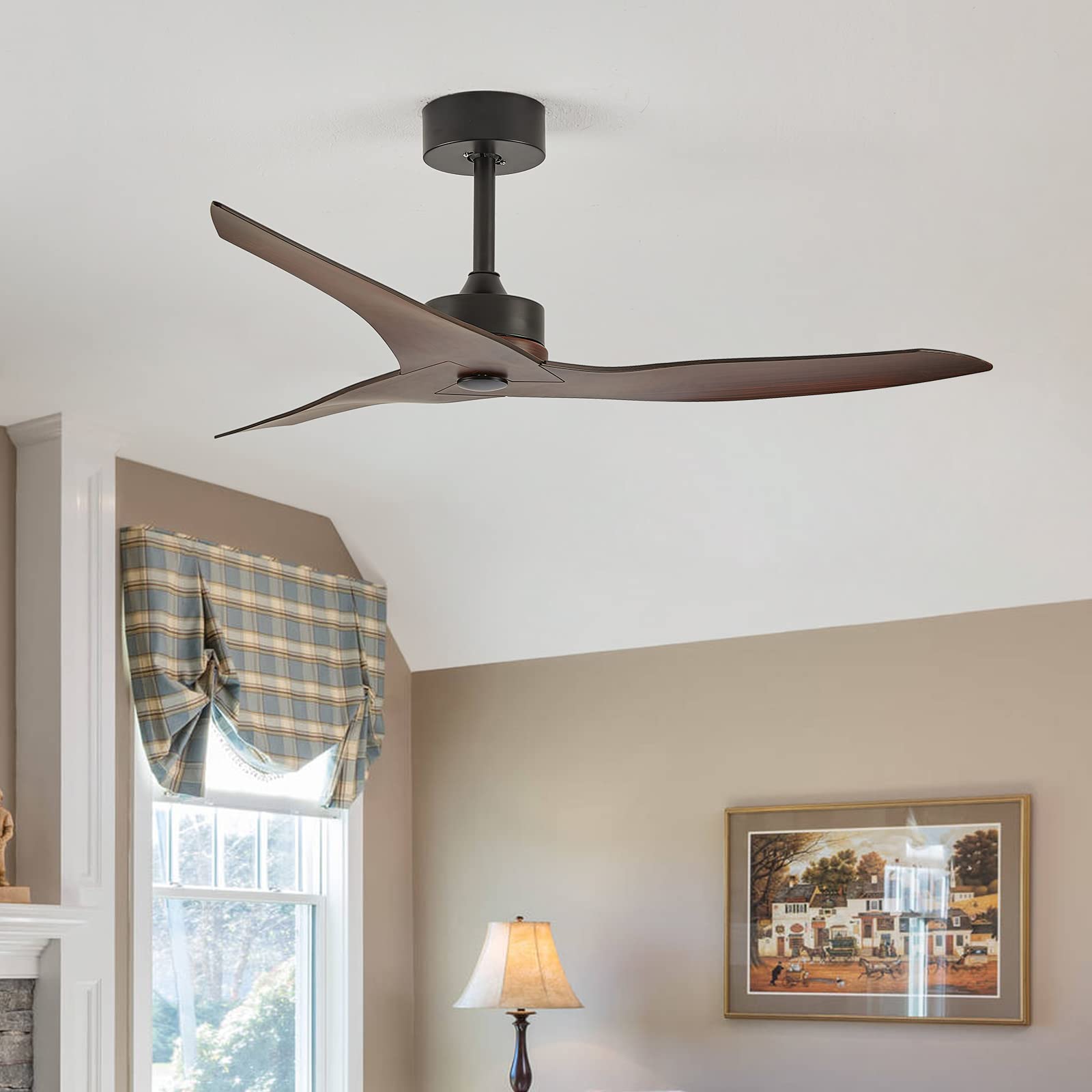 KempLeaf 52" Indoor & Outdoor Ceiling Fan in Warm Brown — No Light