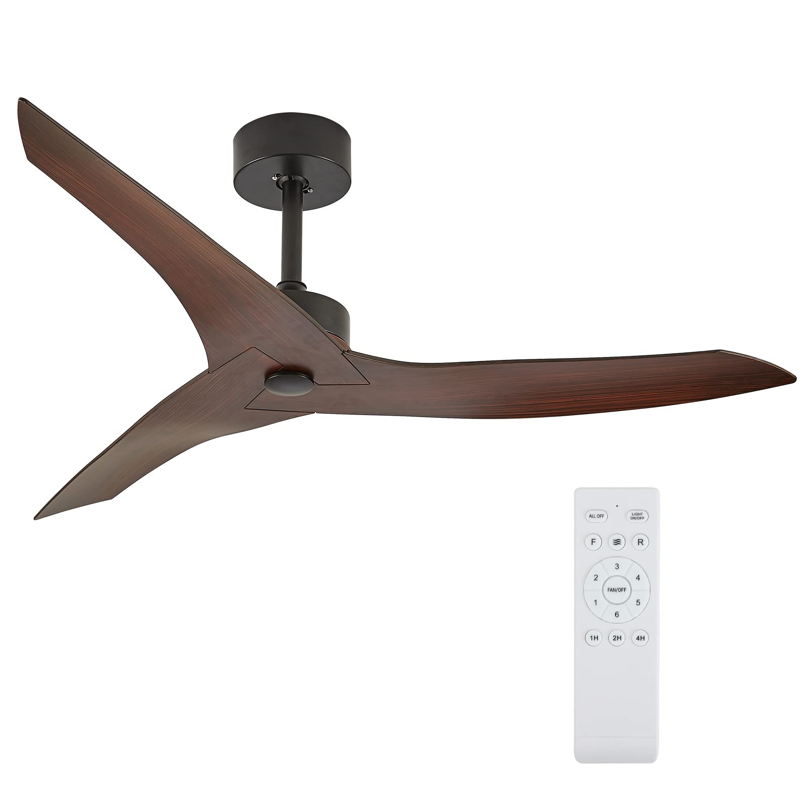 KempLeaf 52" Indoor & Outdoor Ceiling Fan in Warm Brown — No Light