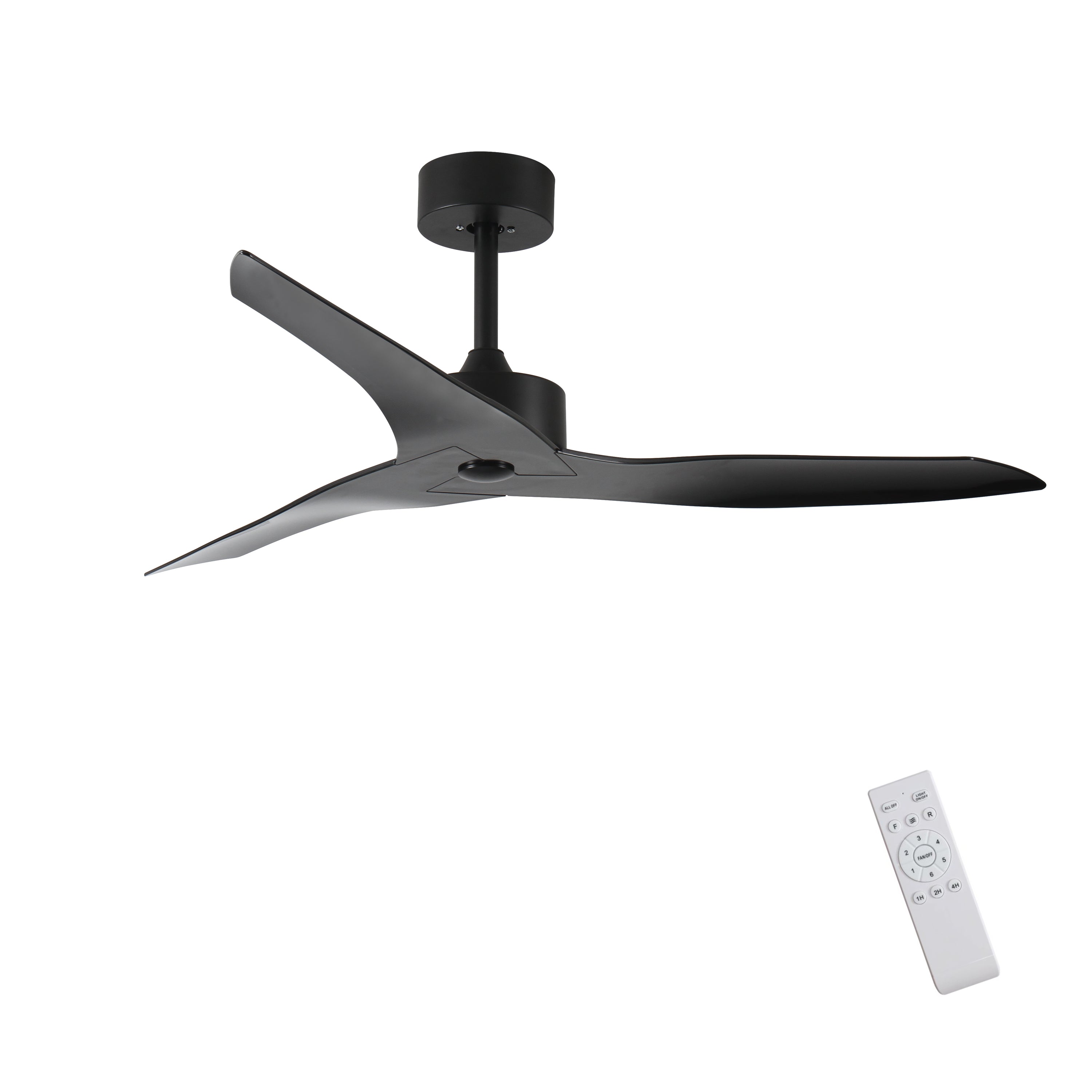 KempLeaf 52" Indoor & Outdoor Ceiling Fan in Matte Black — No Light